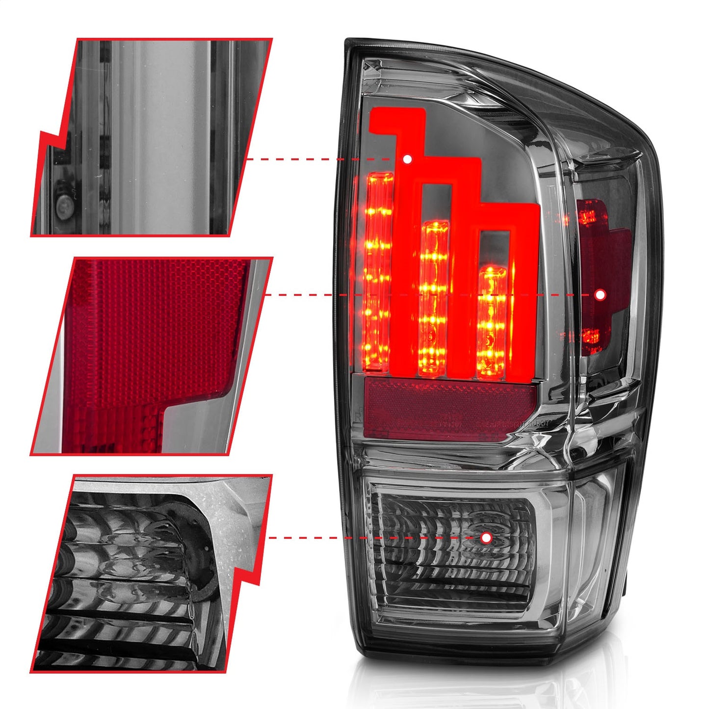 Anzo USA | LED Tail Light Assembly Smoke Lens Black Housing Pair | Fits Tacoma | 311282