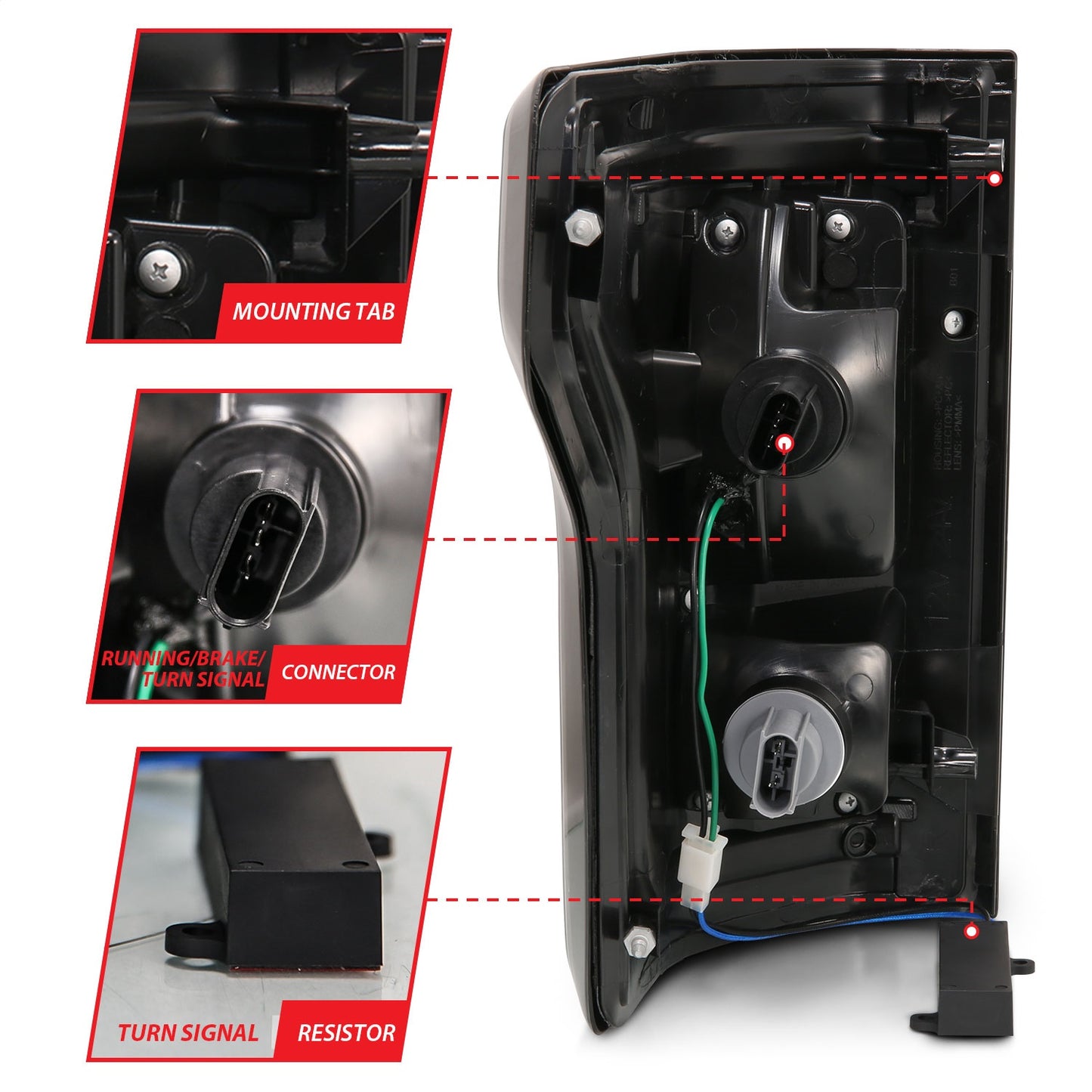 Anzo USA | LED Tail Light Assembly LED Clear Lens Black Housing Red/White Light Color G2 Pair | Fits F-150 | 311285