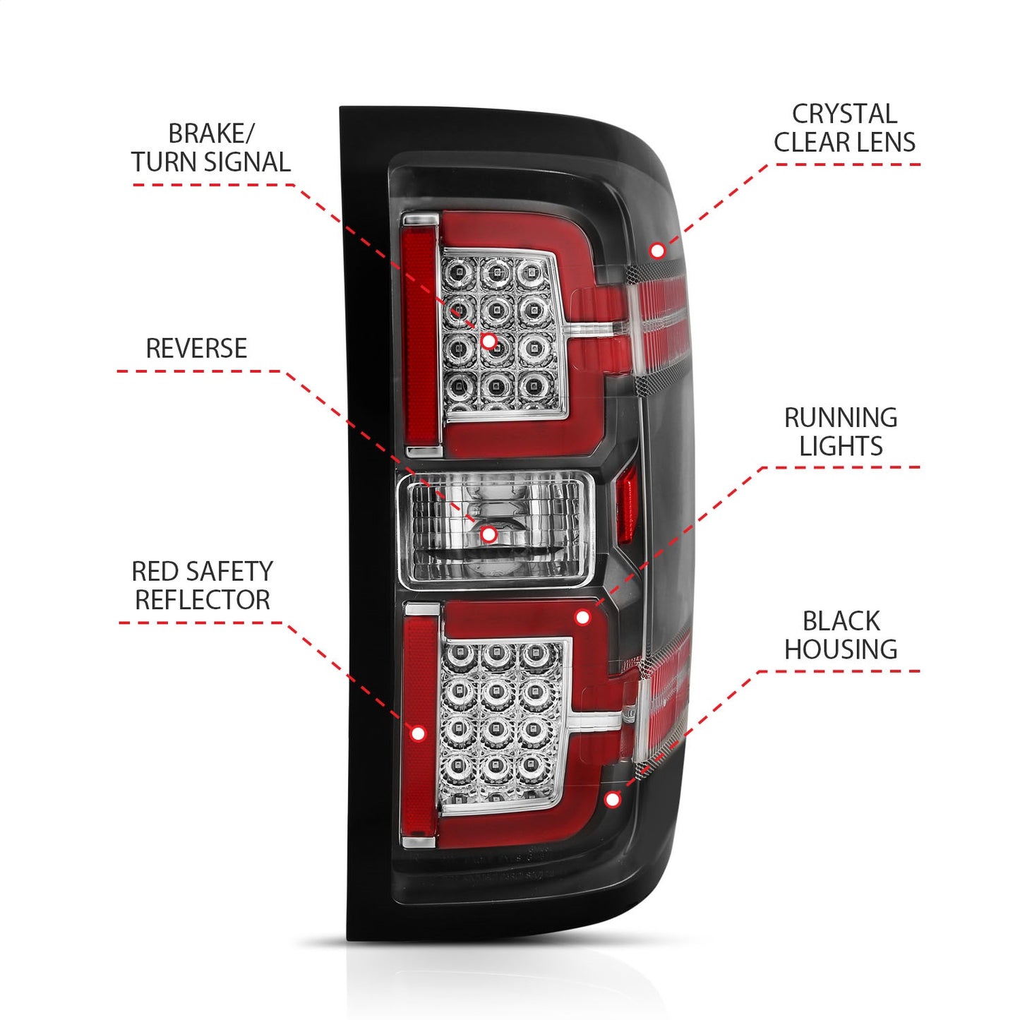 Anzo USA | LED Tail Light Assembly LED Black Lens Pair | Fits Silverado 1500 | 311289