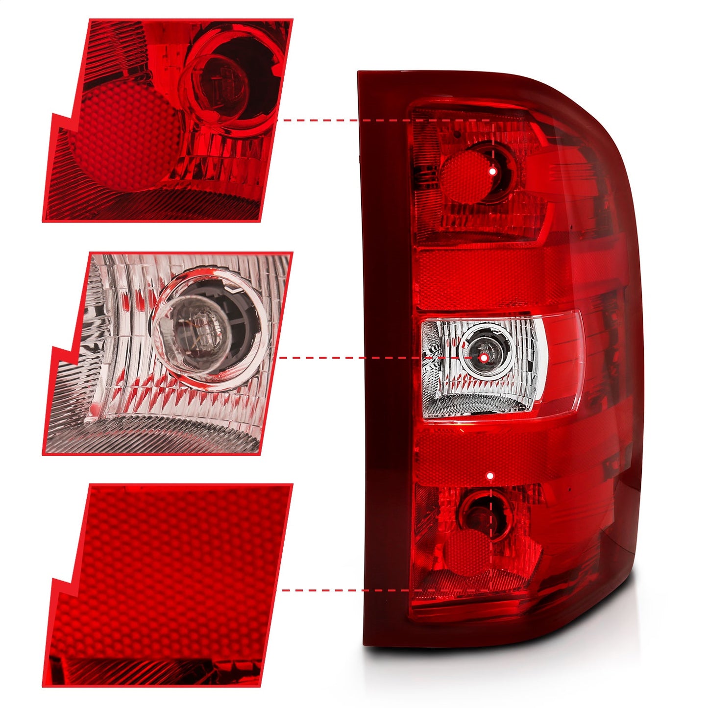 Anzo USA | Tail Light Assembly Red/Clear Lens OE Replacement | Fits Silverado 1500 | 311303