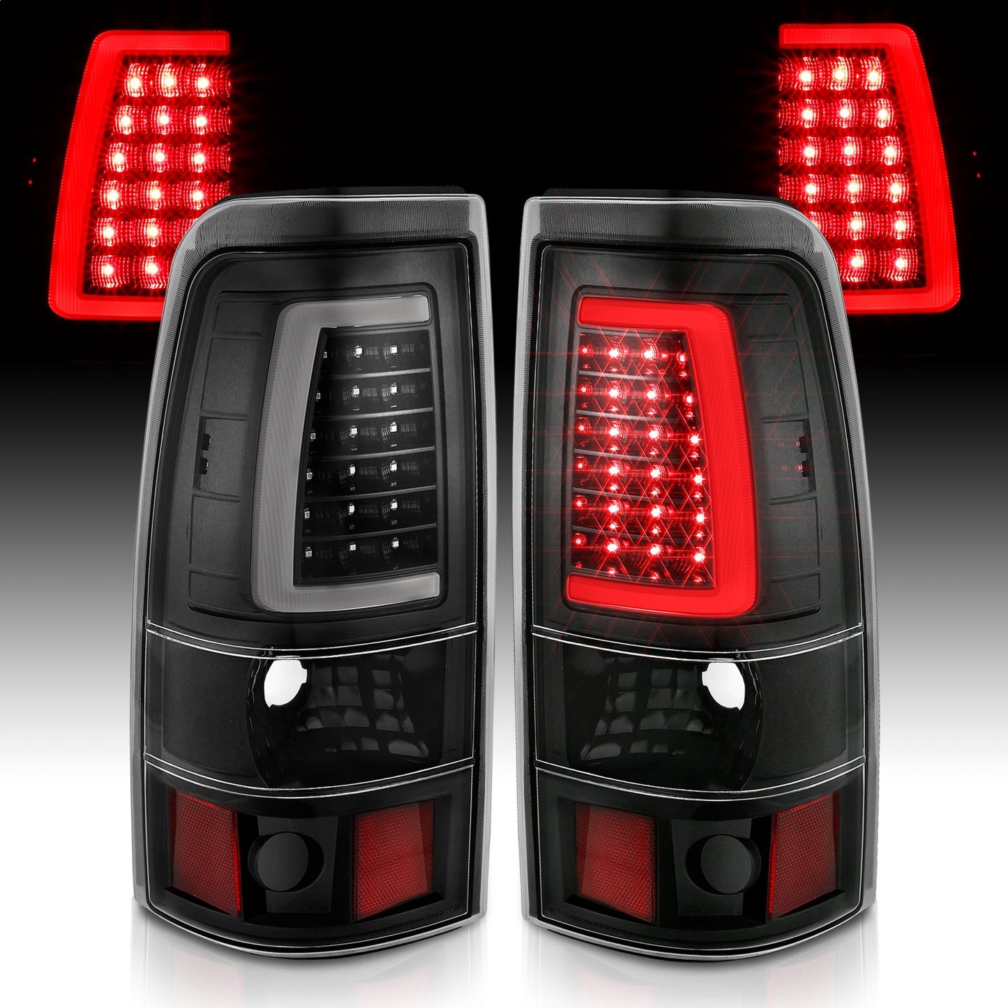 Anzo USA | LED Tail Light Assembly LED Clear Lens Black Pair | Fits Silverado 1500 | 311333