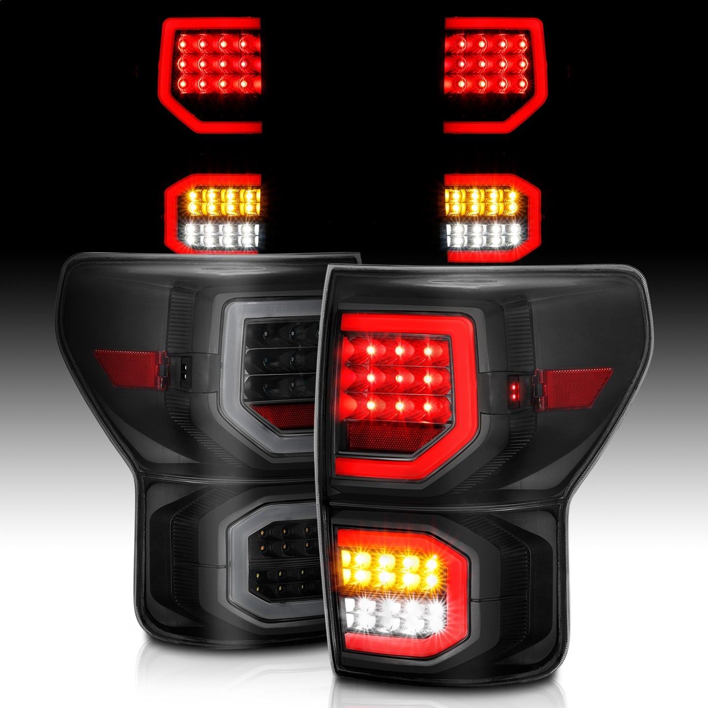 Anzo USA | LED Tail Light Assembly LED Smoke Lens Black Housing Pair | Fits Tundra | 311337