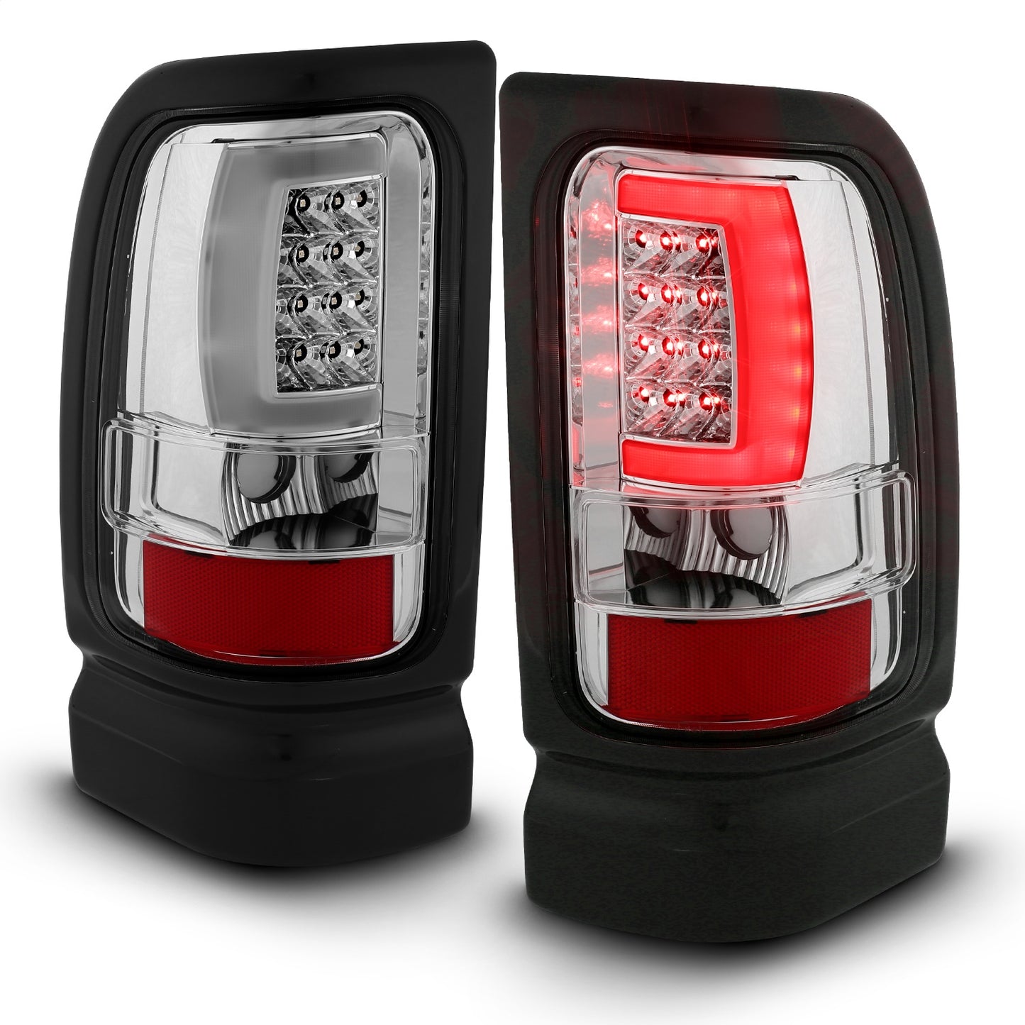 Anzo USA | LED Tail Light Assembly LED Clear Lens Chrome Housing Pair | Fits Ram 1500 | 311341