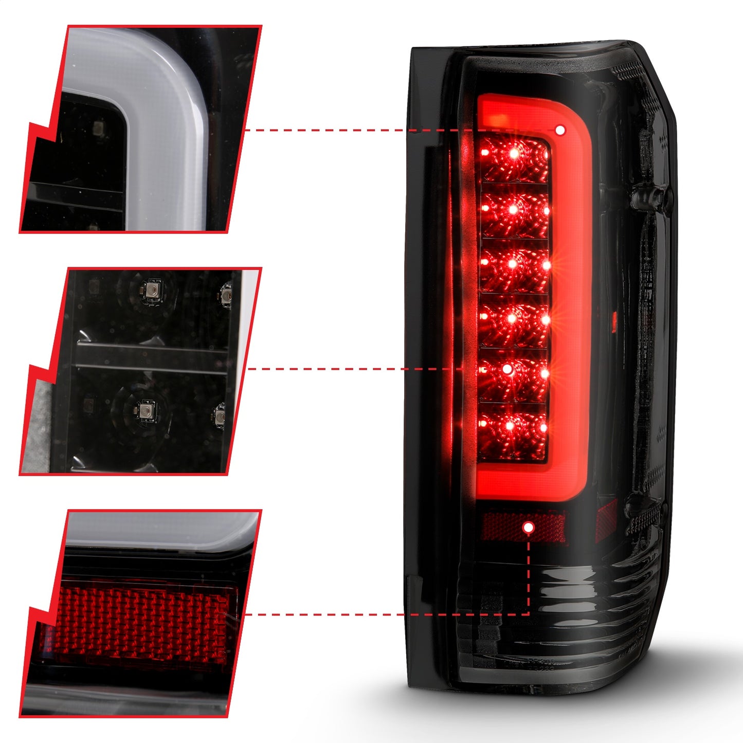 Anzo USA | LED Tail Light Assembly LED Smoke Lens Black Housing Pair | Fits F-150 | 311351