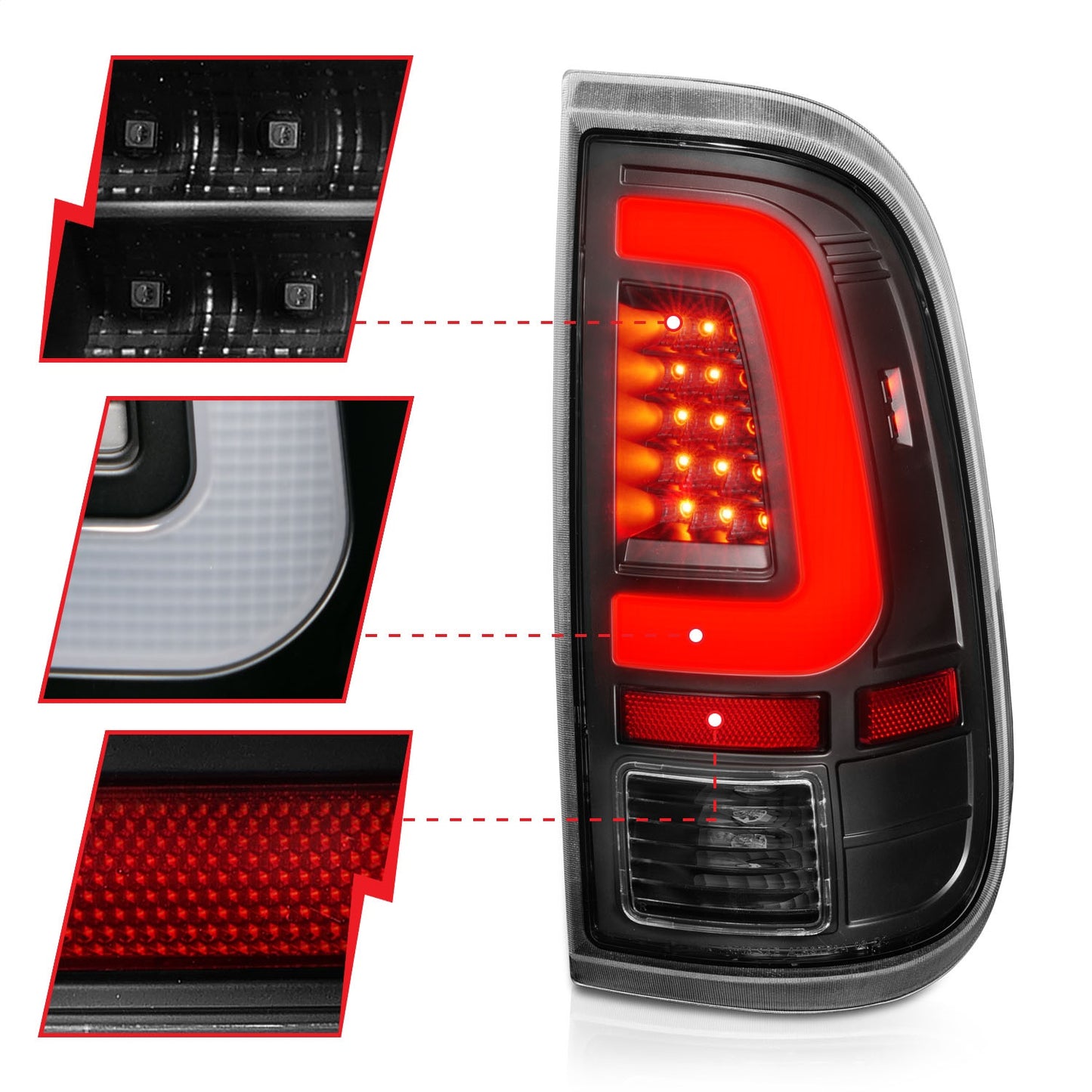 Anzo USA | LED Tail Light Assembly LED Clear Lens Black Housing Pair | Fits F-250 Super Duty | 311356