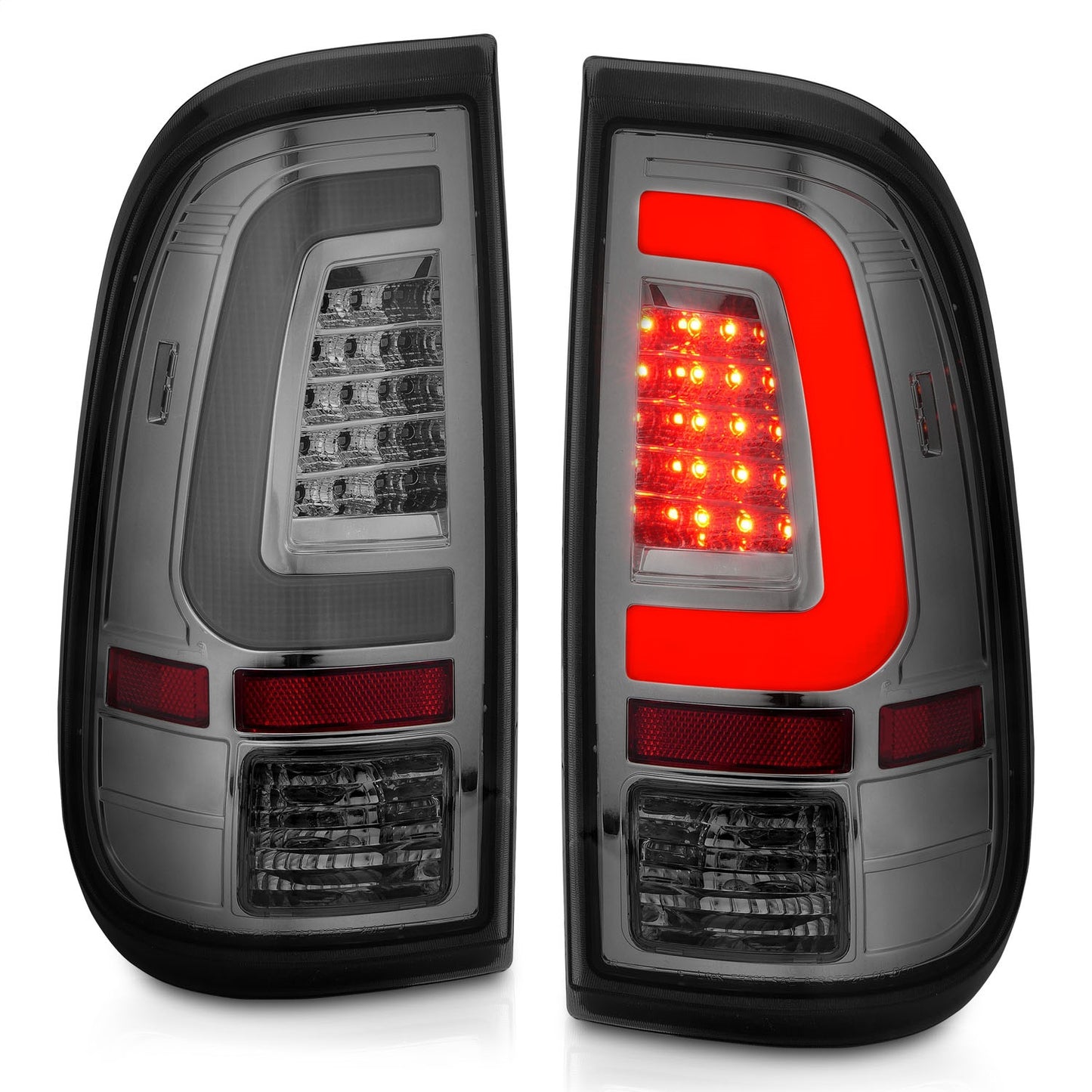 Anzo USA | LED Tail Light Assembly LED Smoke Lens Chrome Housing Pair | Fits F-250 Super Duty | 311357