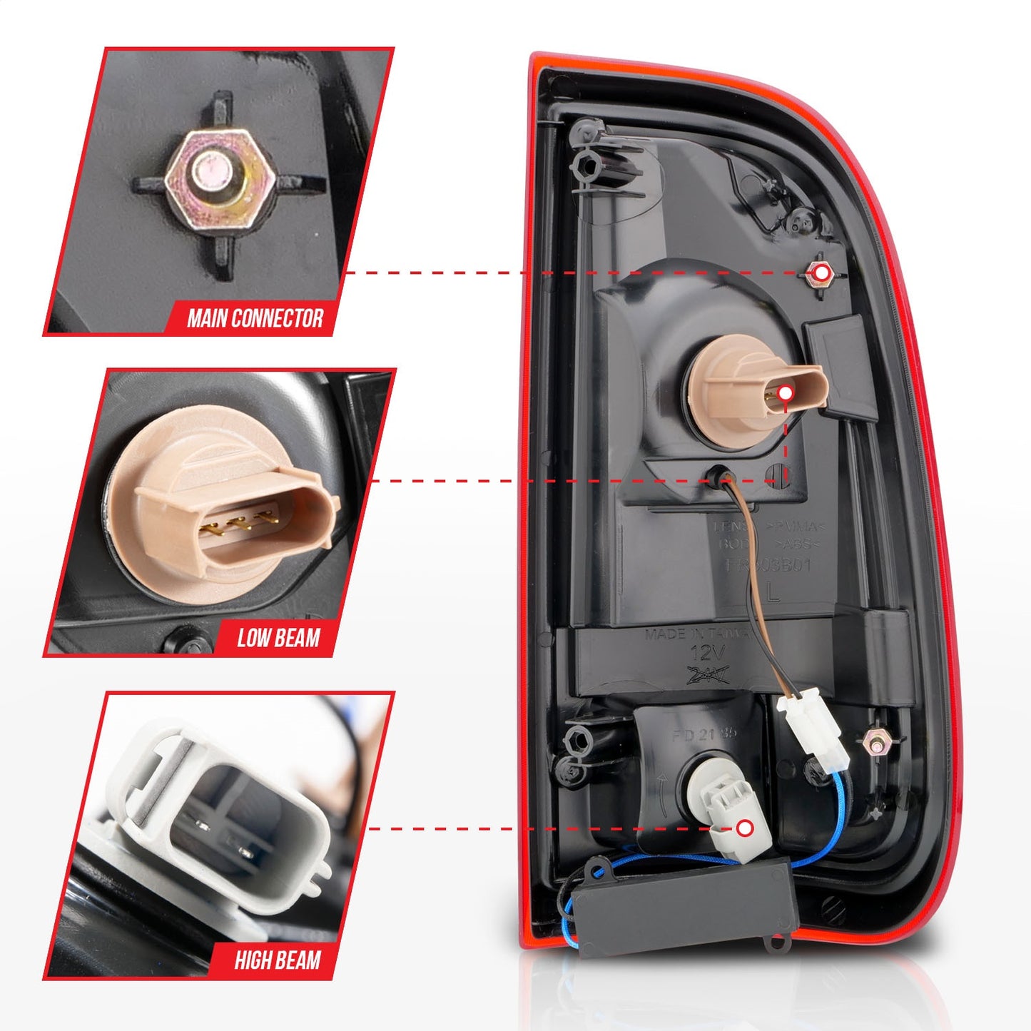 Anzo USA | LED Tail Light Assembly LED Red/Clear Lens Chrome Housing Pair | Fits F-250 Super Duty | 311358