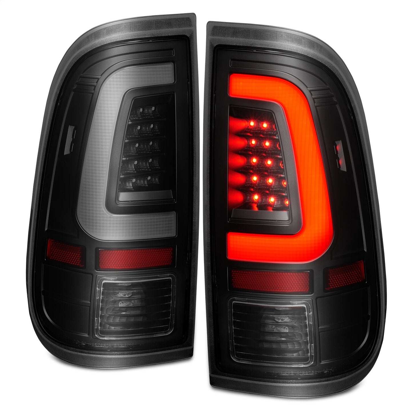 Anzo USA | LED Tail Light Assembly LED Clear Lens Black Housing w/Light Bar Pair | Fits F-250 Super Duty | 311379