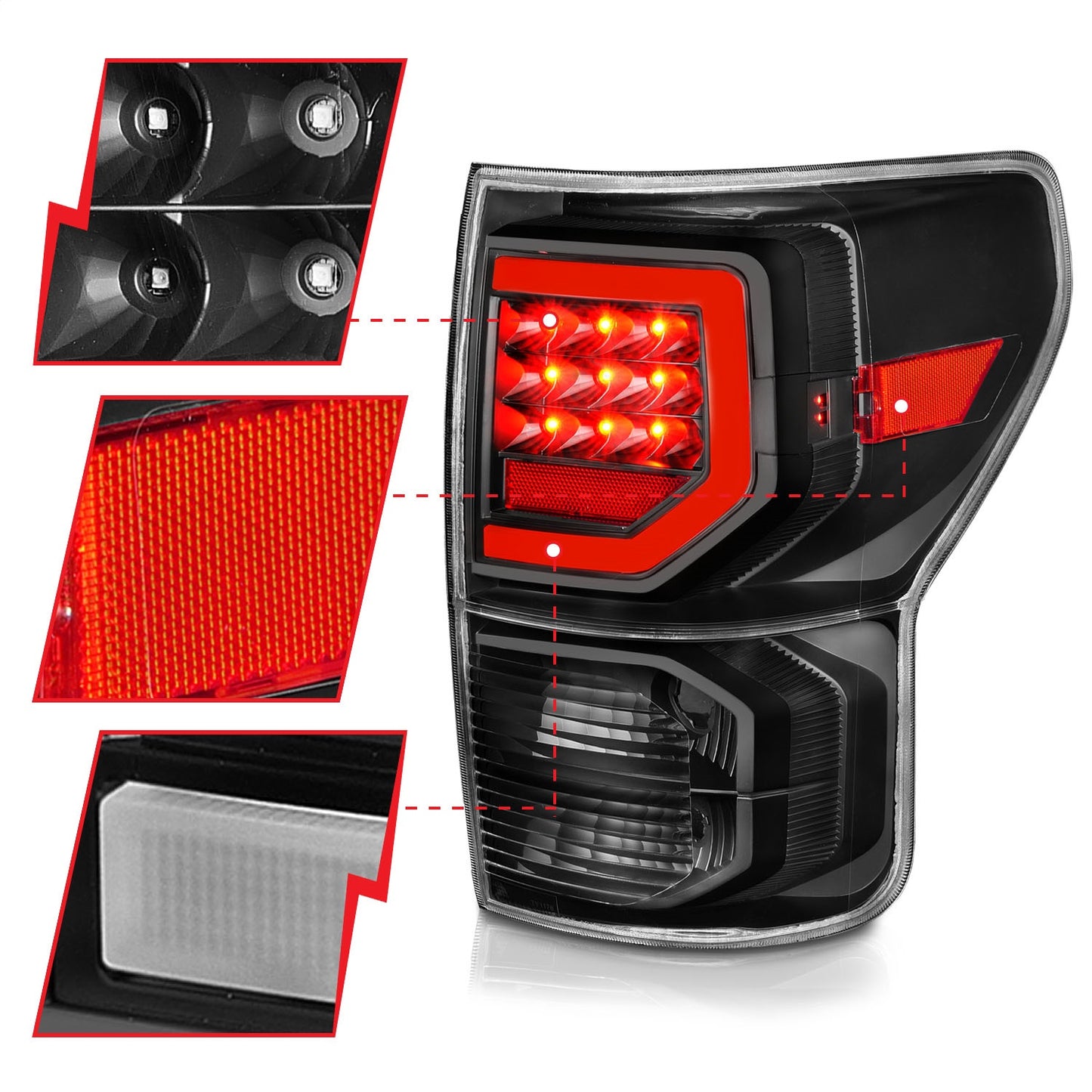 Anzo USA | LED Tail Light Assembly Clear Lens w/Light Bars Black Housing | Fits Tundra | 311386
