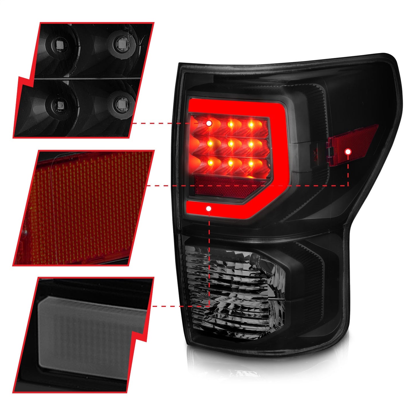 Anzo USA | LED Tail Light Assembly Smoke Lens w/Light Bars Black Housing | Fits Tundra | 311387