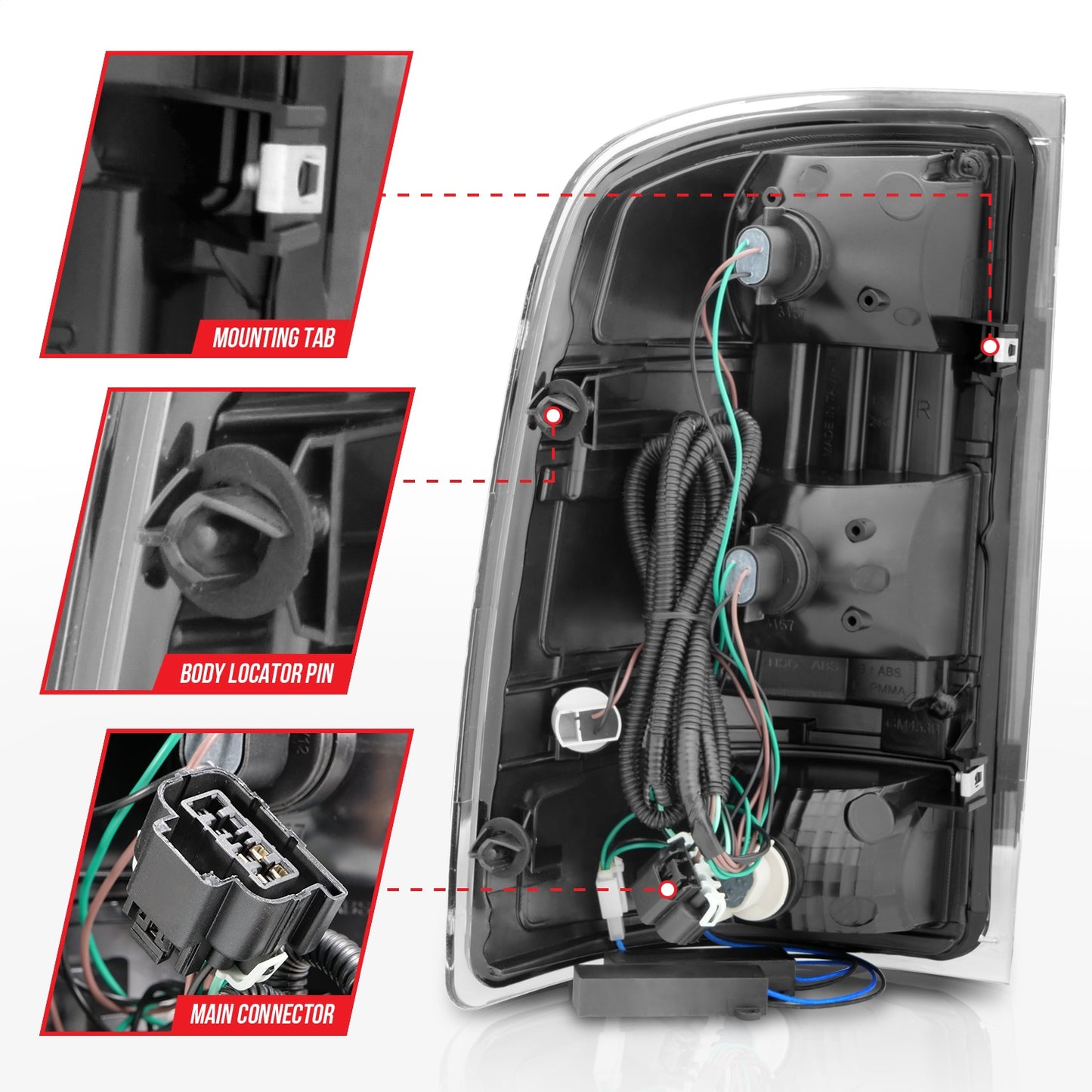 Anzo USA | LED Tail Light Assembly Smoke Lens Black Housing w/Light Bar Pair | Fits Sierra 1500 | 311389