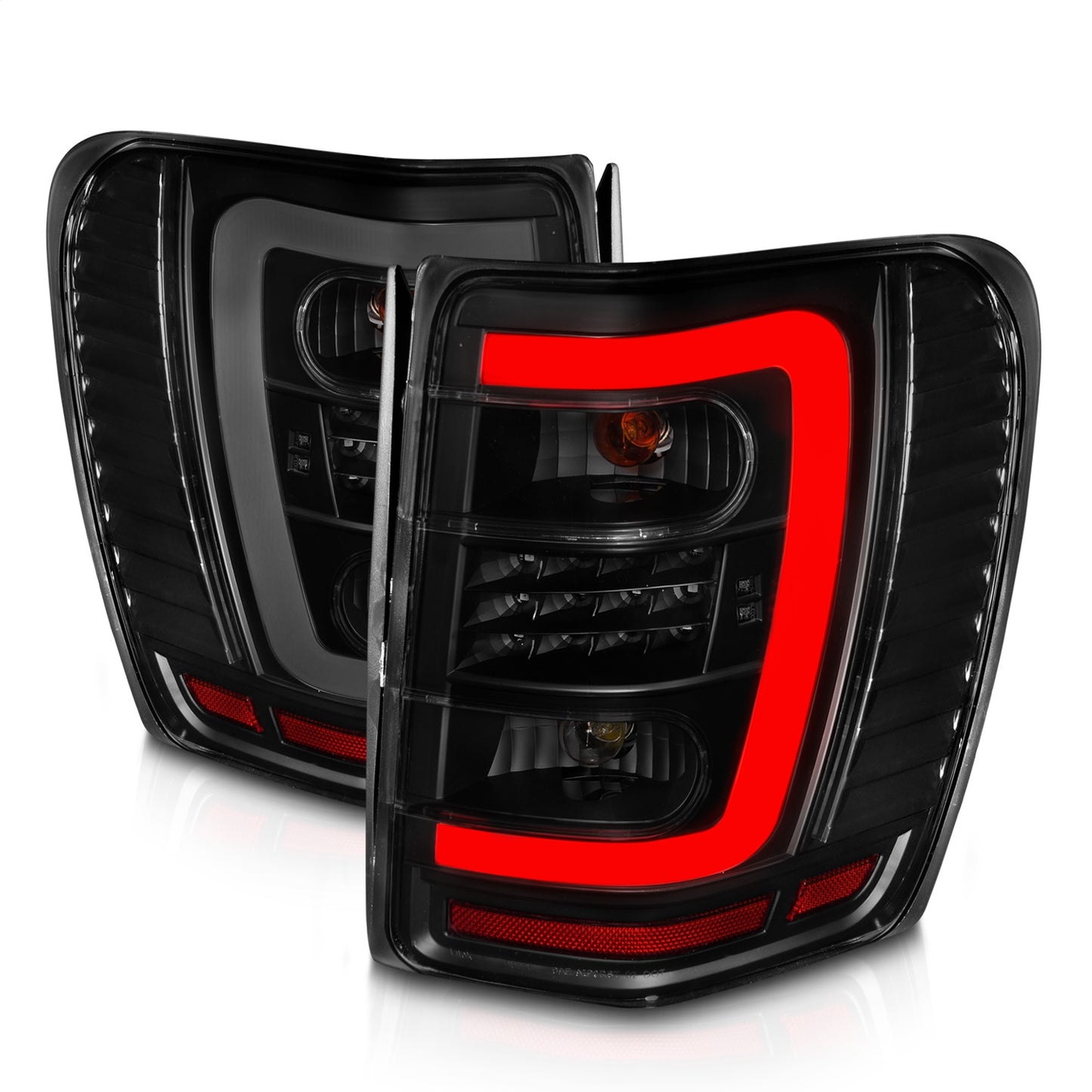Anzo USA | LED Tail Light Assembly LED Smoke Lens Black Housing w/Light Bar Pair | Fits Grand Cherokee | 311395