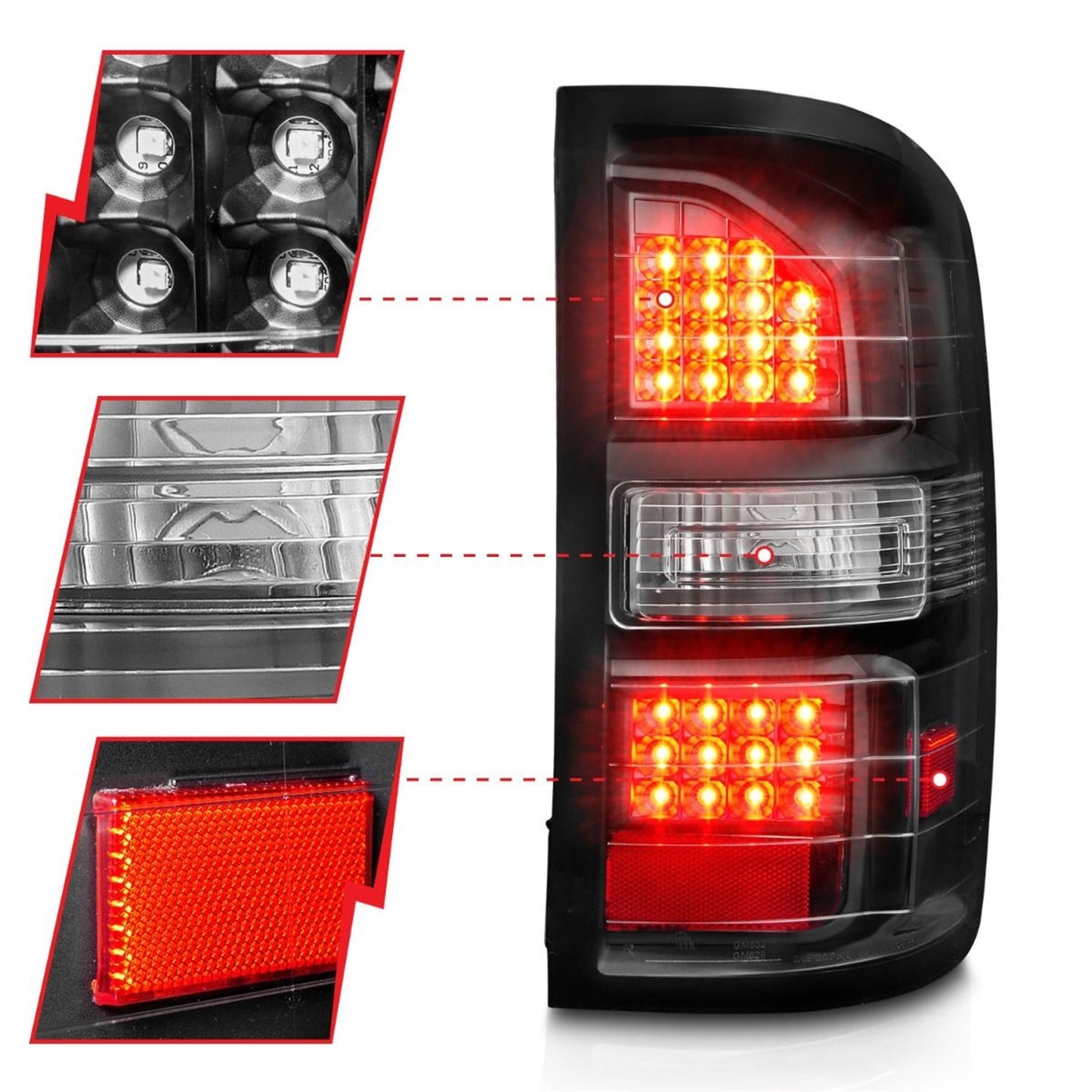 Anzo USA | LED Tail Light Assembly Clear Lens Black Housing Pair | Fits Sierra 1500 | 311397