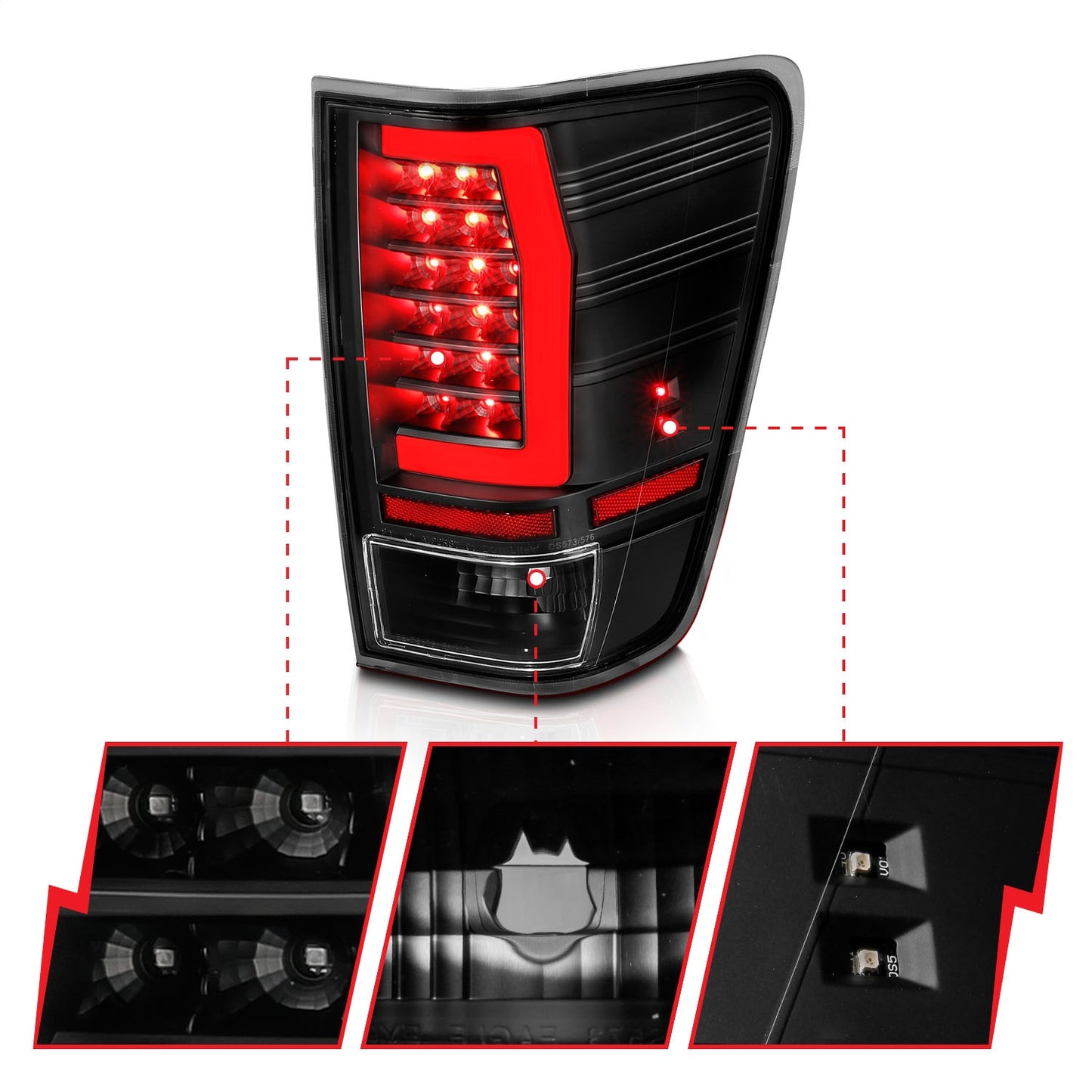 Anzo USA | Tail Light Assembly LED Clear Lens Black Housing w/Light Bar Pair | Fits TITAN | 311420