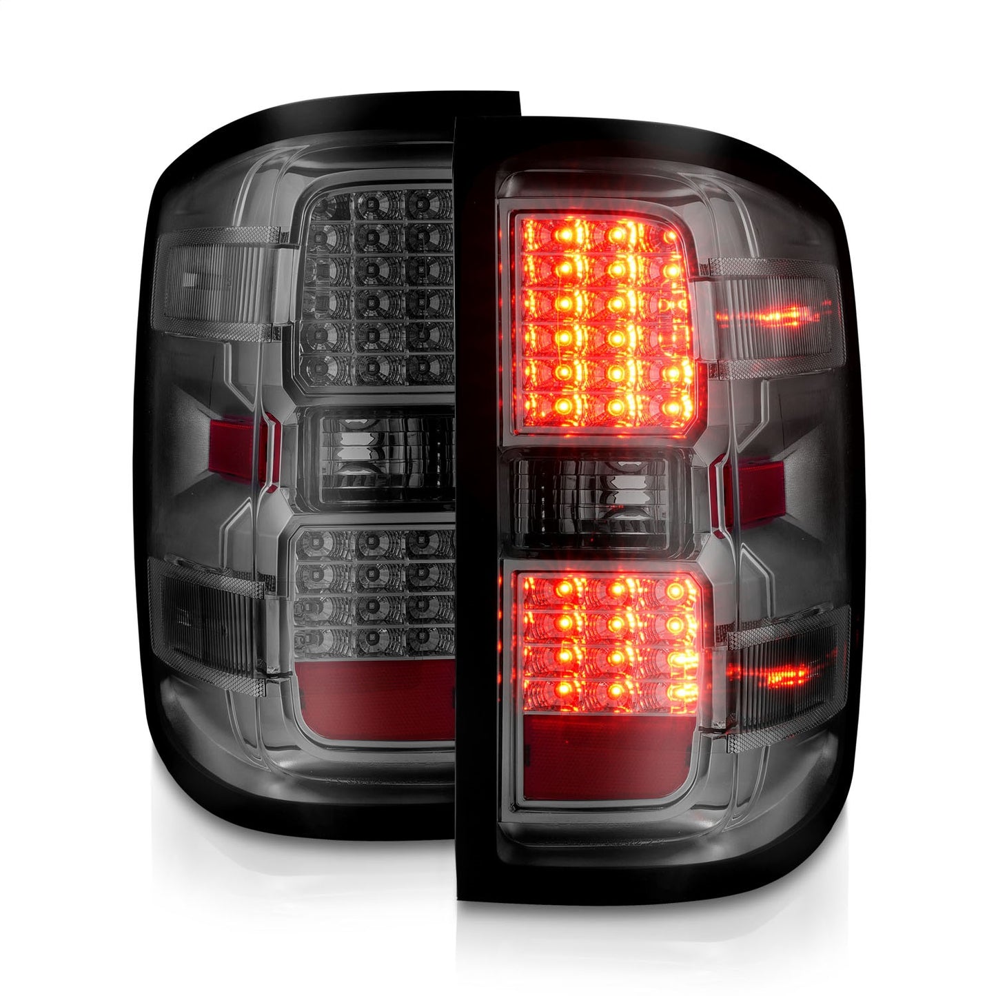 Anzo USA | Tail Light Assembly LED Smoke Lens Chrome Housing Pair | Fits Silverado 1500 | 311424