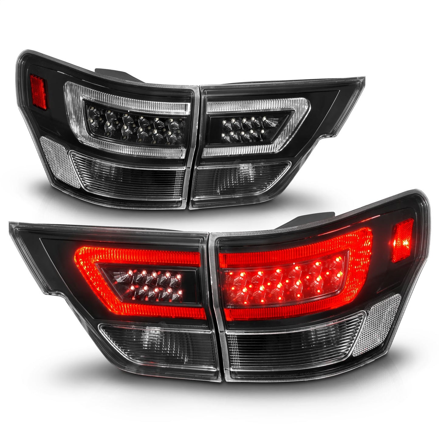Anzo USA | LED Tail Light Assembly LED Clear Lens Black Housing w/Light Bar 4 Pcs. | Fits Grand Cherokee | 311439