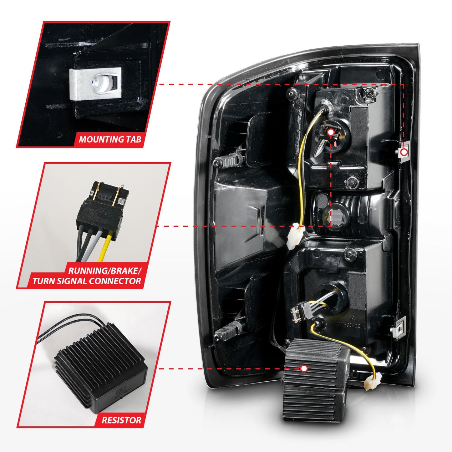 Anzo USA | LED Tail Light Assembly LED Smoke Lens Black Housing w/Light Bar Pair | Fits Silverado 1500 | 311451