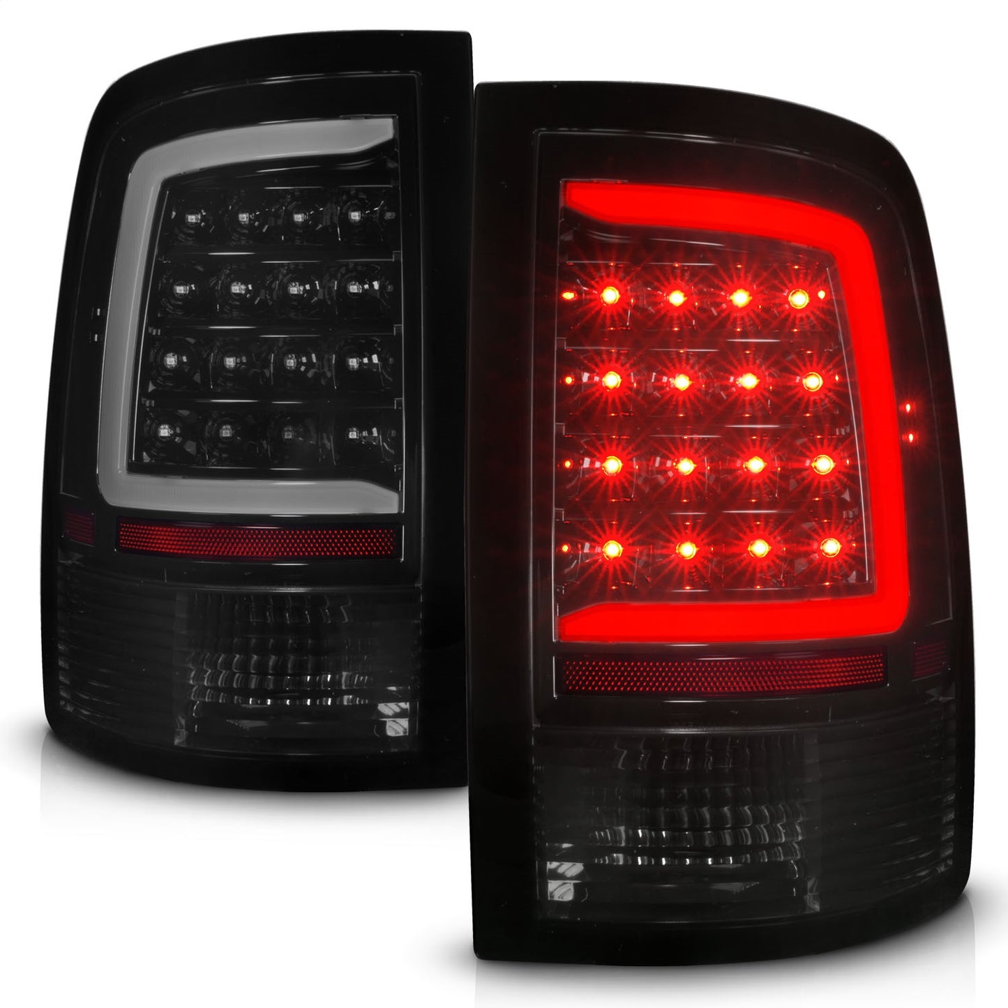 Anzo USA | LED Tail Light Assembly LED Smoke Lens Black Housing w/ Plank Style w/ Sequential Pair | Fits Ram 1500 | 311453