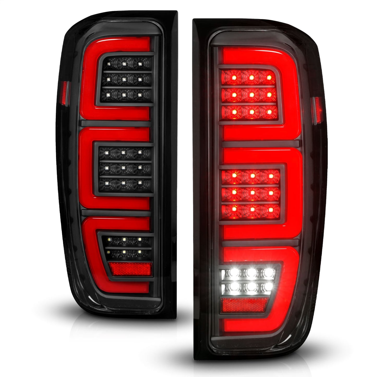 Anzo USA | LED Tail Light Assembly Full LED LED Tube Sequential Signal Black Housing Clear Lens Pair | Fits Sierra 1500 | 311457