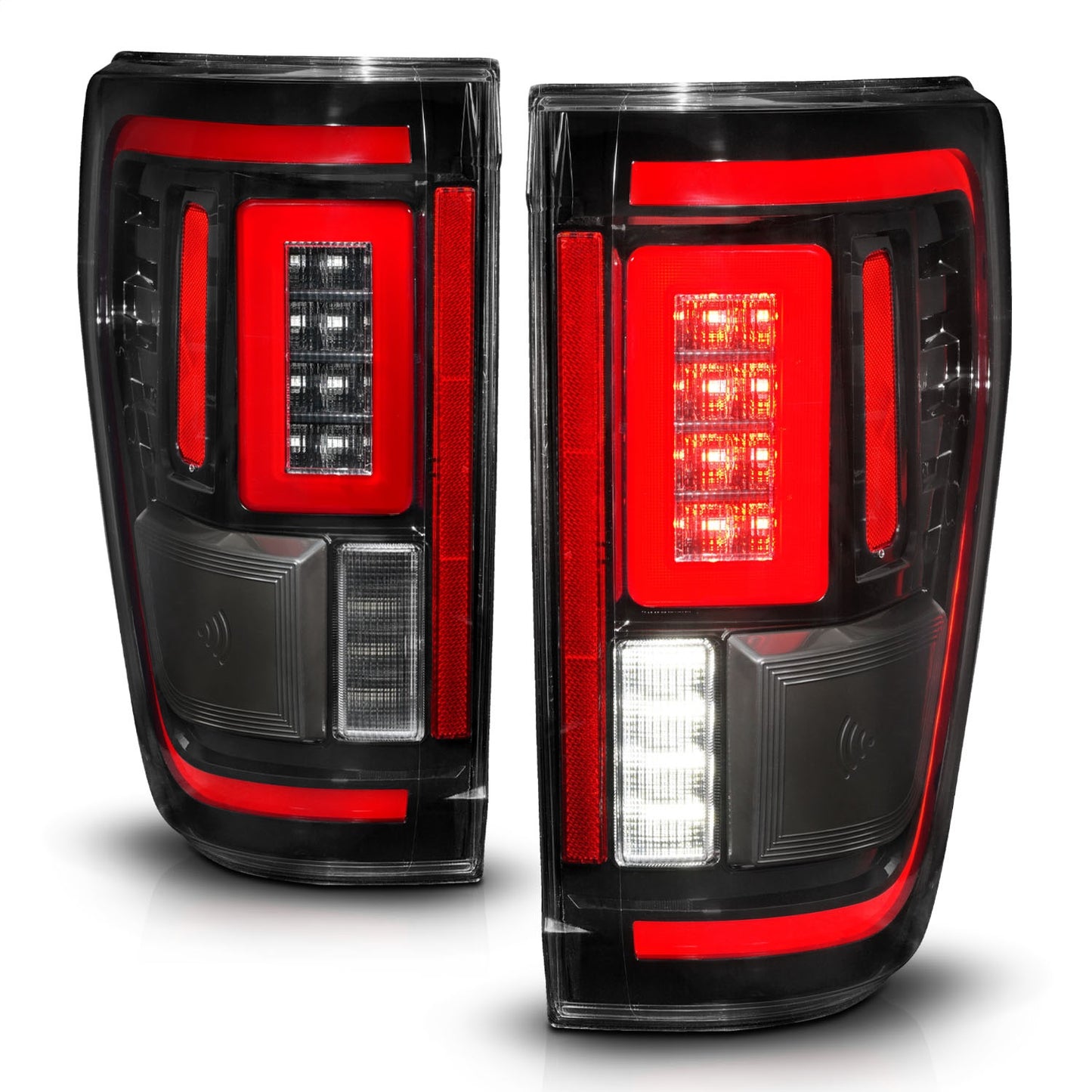 Anzo USA | LED Tail Light Assembly Sequential LED Turn Signal Black Housing BLIS Cover Clear Lens Pair | Fits F-150 | 311475