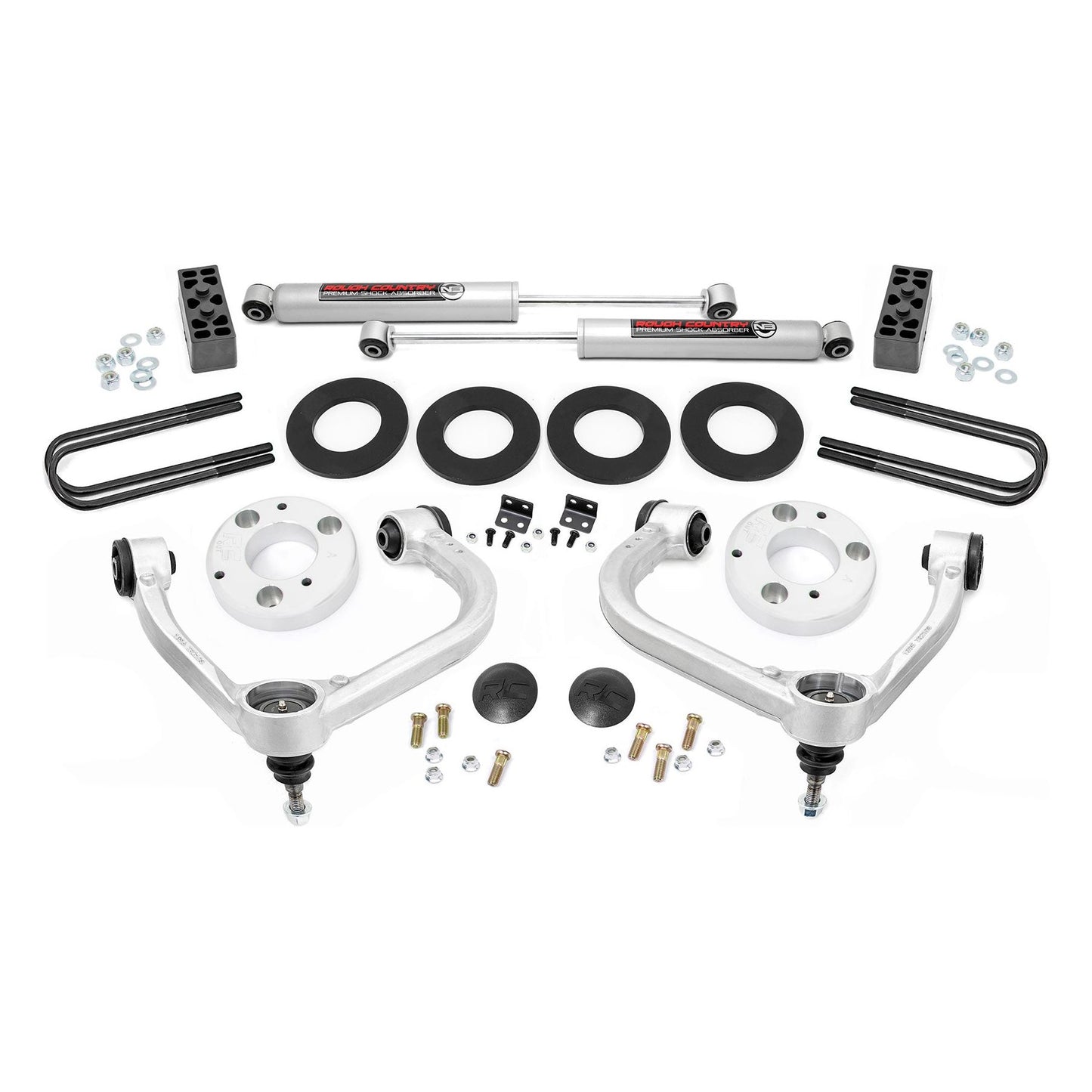 Rough Country Strut Spacers w/N3 Rear Shocks 3 Inch Lift Kit I 41430
