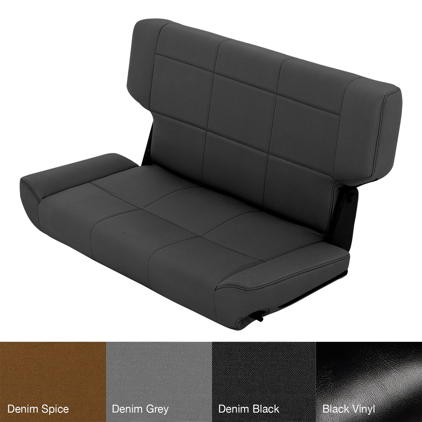 Smittybilt Fold And Tumble Seat Denim Black Rear No Drilling Installation I 41515