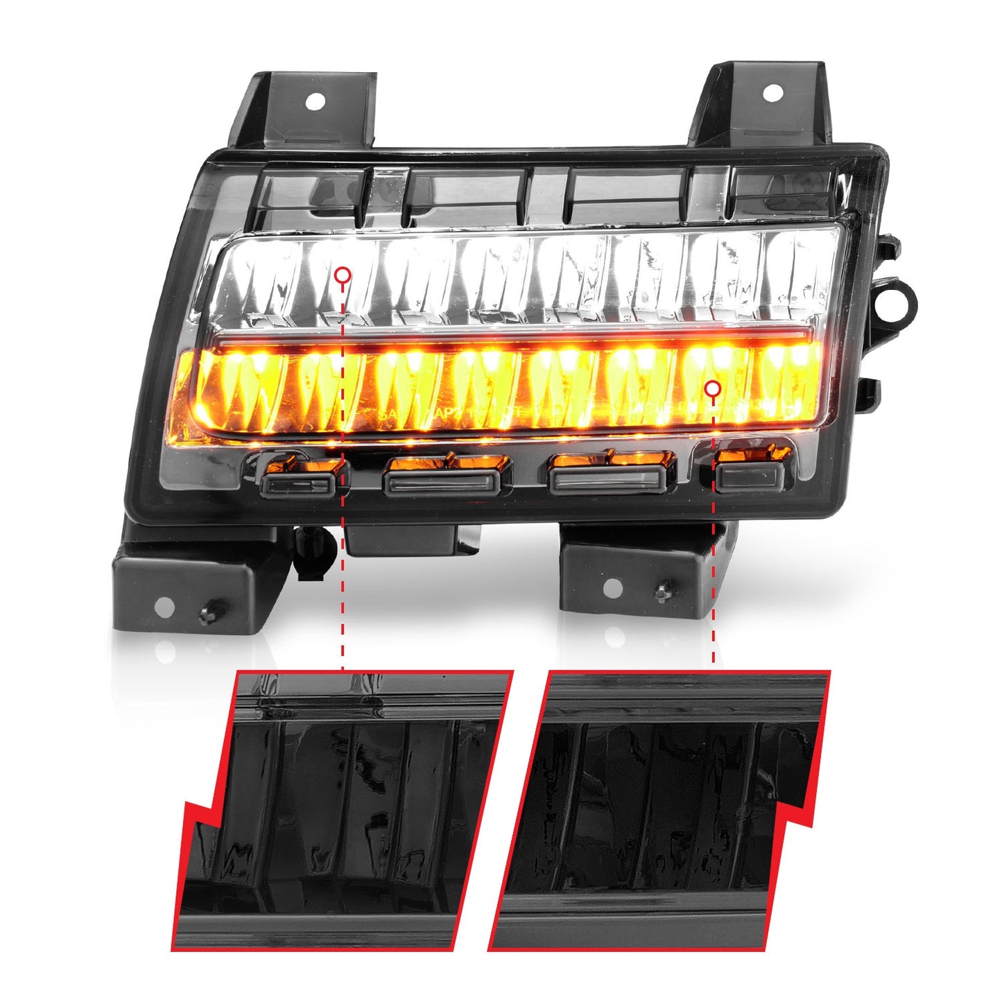 Anzo USA | Side Marker Light Assembly LED Smoke Lens Chrome Housing w/Sequential Signal Pair | Fits Wrangler | 511085