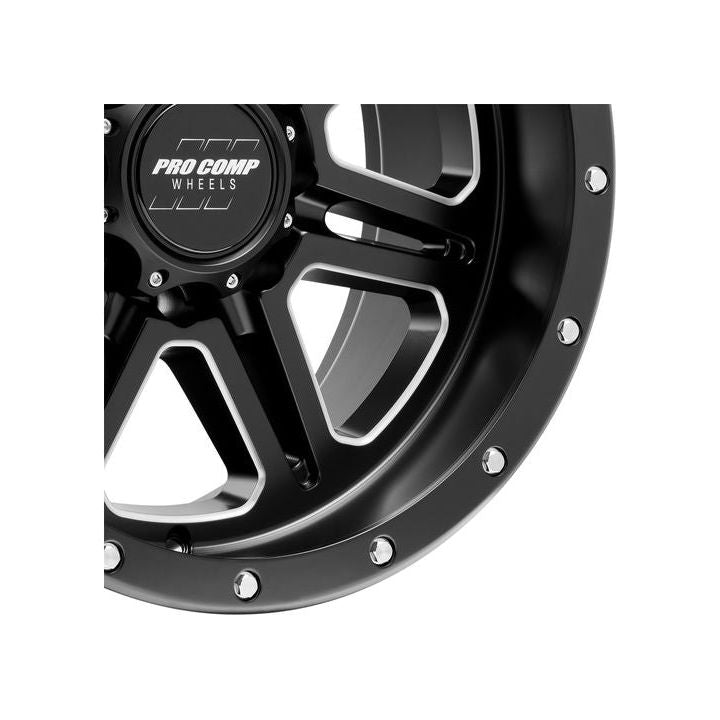 Pro Comp 62 Series Apex, 20×10 Wheel with 8×6.5 Bolt Pattern – Satin Black Milled – 5162-218247