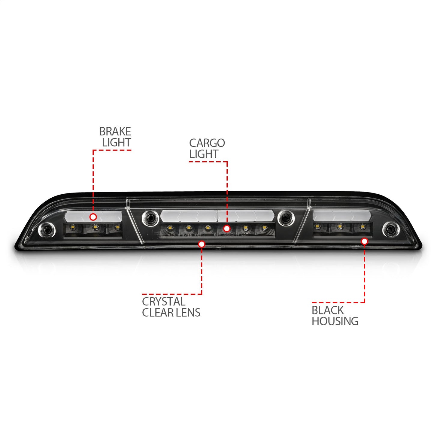 Anzo USA | Third Brake Light Assembly LED Clear Lens Black Housing | Fits F-150 | 531111