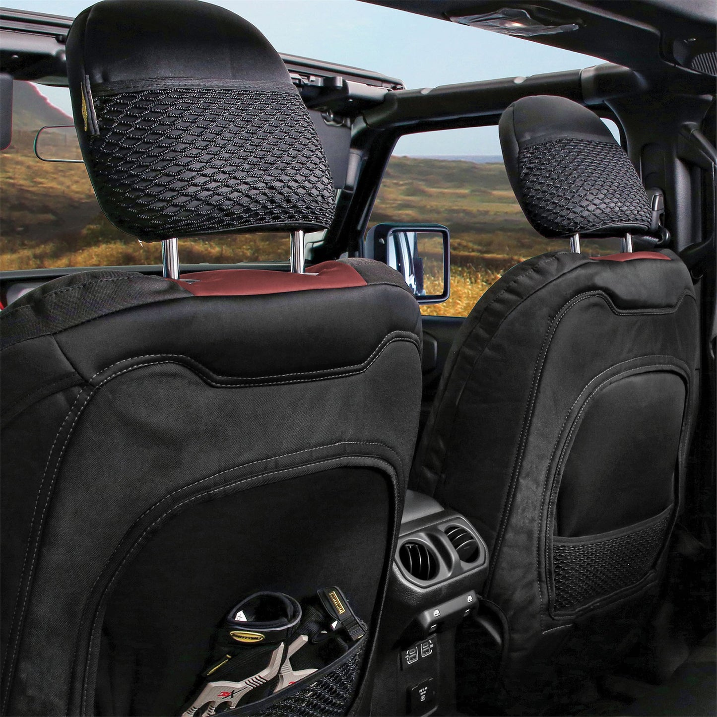 Smittybilt Neoprene Seat Cover Red/Black Front/Rear Gen 2 Kit I 576230