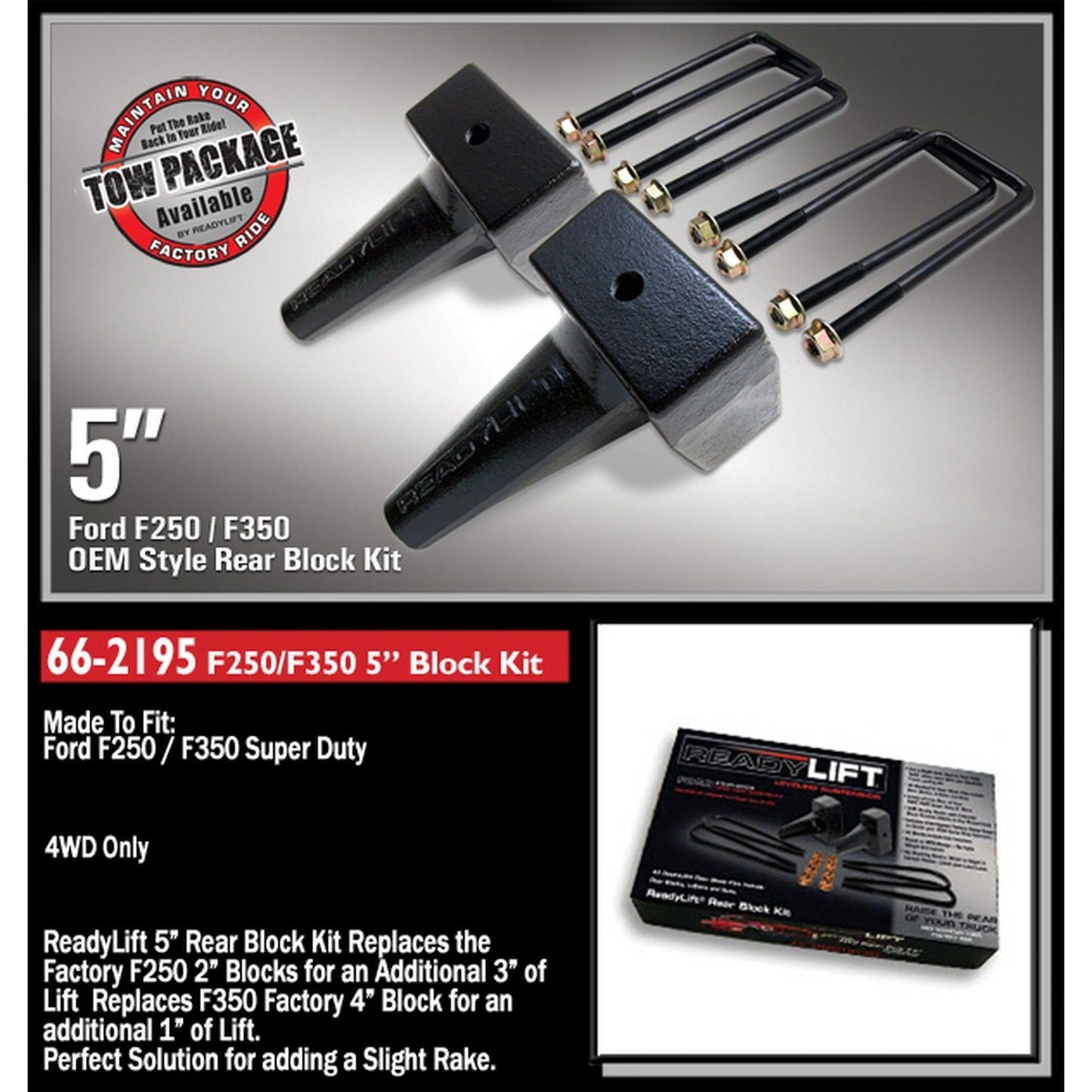 ReadyLIFT 5'' Tapered Rear Block Kit for 1 Piece Drive Shaft (F250/F350/F450) 66-2195