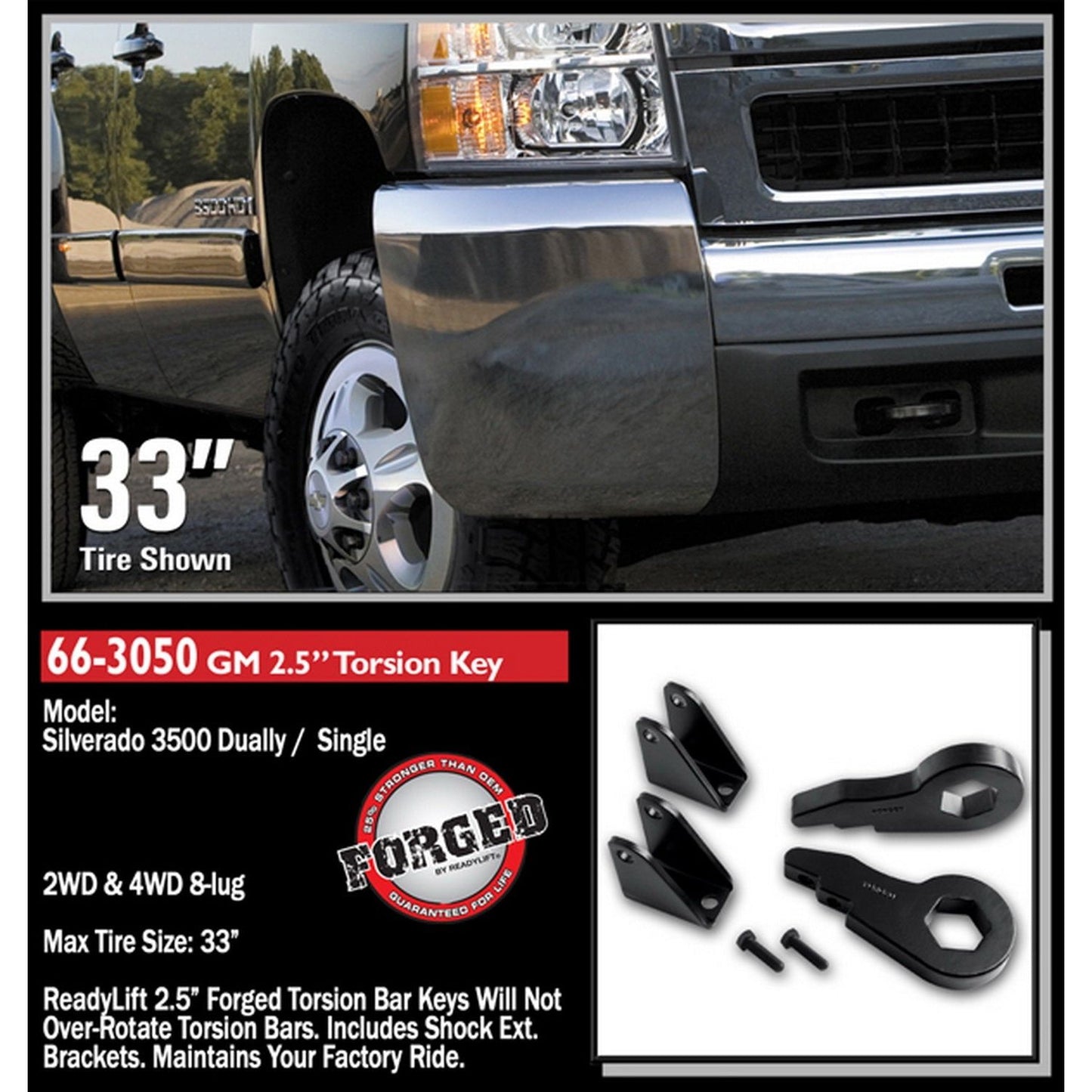 ReadyLIFT 2.5'' Front Leveling Kit (Forged Torsion Key) (2500/3500HD) 66-3050