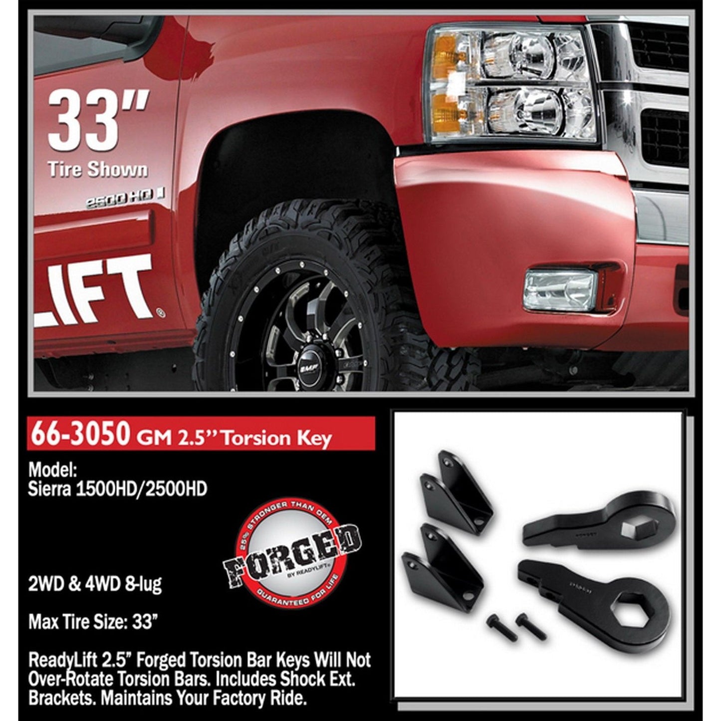 ReadyLIFT 2.5'' Front Leveling Kit (Forged Torsion Key) (2500/3500HD) 66-3050