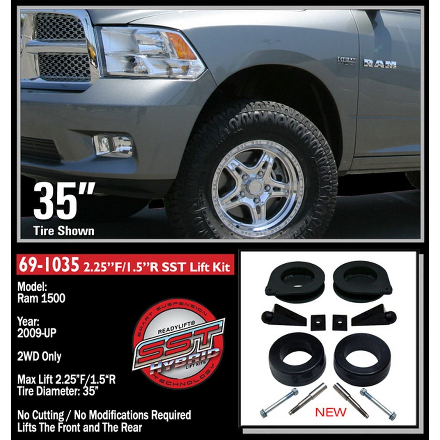 ReadyLIFT 2.25'' Front with 1.5'' Rear SST Lift Kit (1500) 69-1035