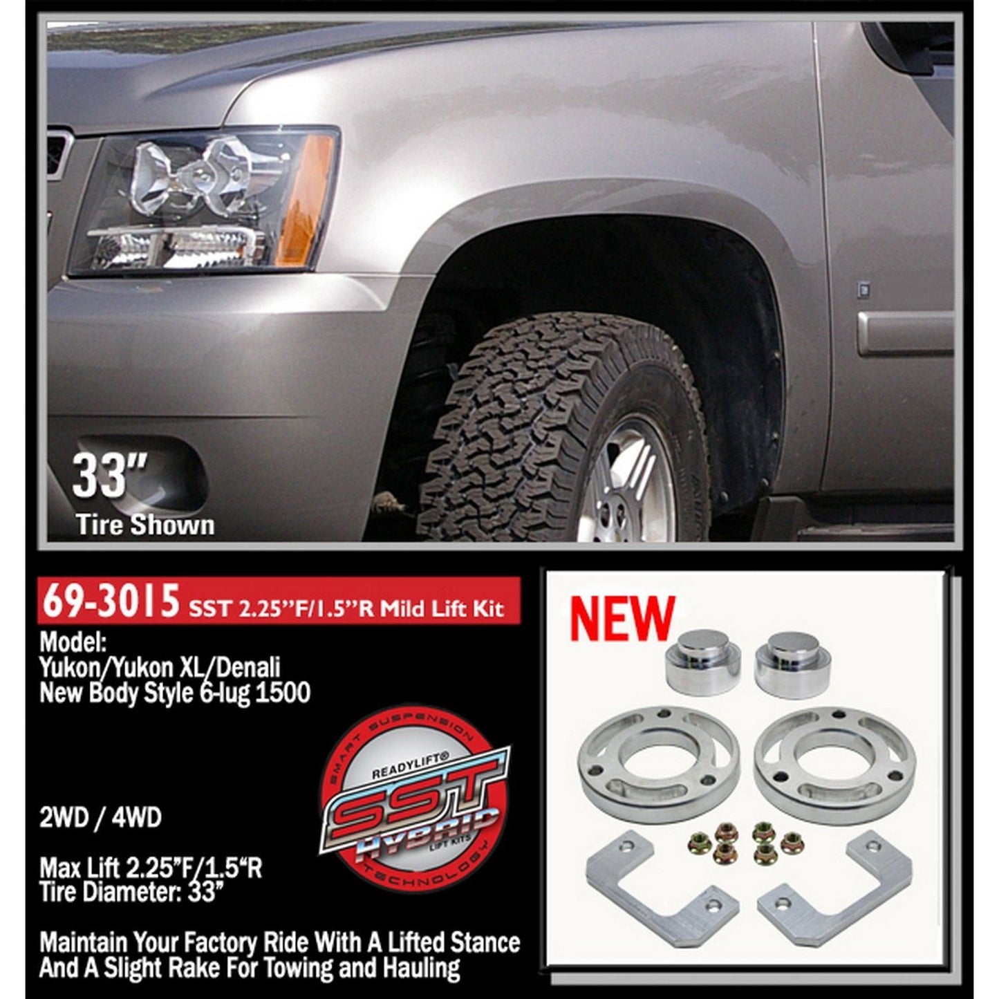 ReadyLIFT 2.25'' Front with 1.5'' Rear SST Lift Kit (Avalanche/Tahoe/Suburban/Yukon Xl/Escalade) 69-3015