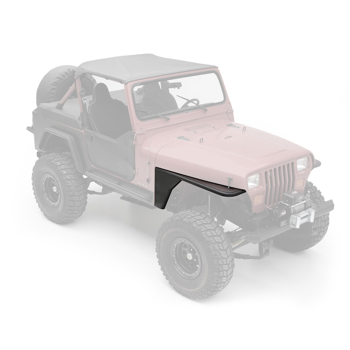 Smittybilt XRC Tube Fender Front Textured Black Powder Coat Relocates Factory Latch I 76866