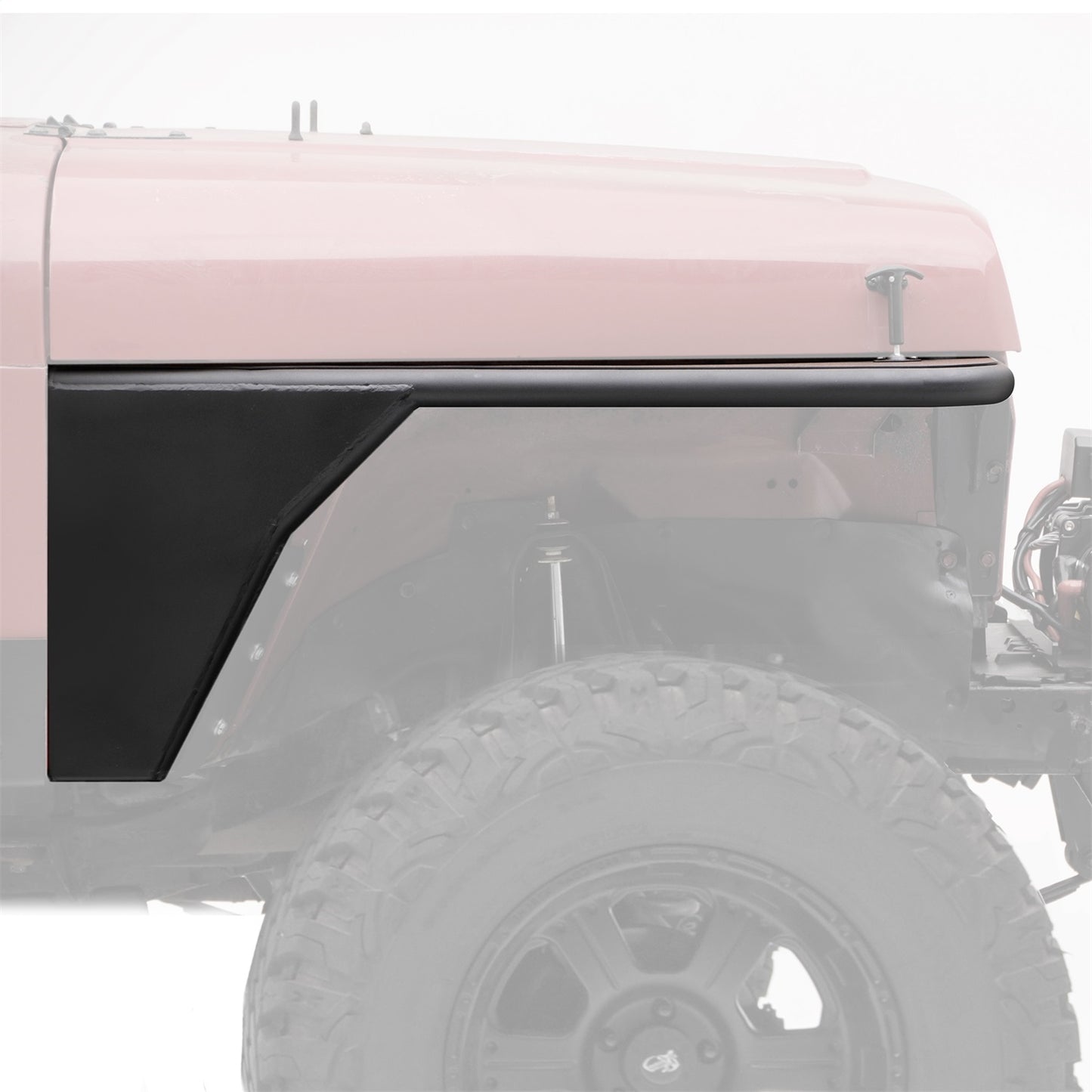 Smittybilt XRC Tube Fender Front Textured Black Powder Coat Relocates Factory Latch I 76866