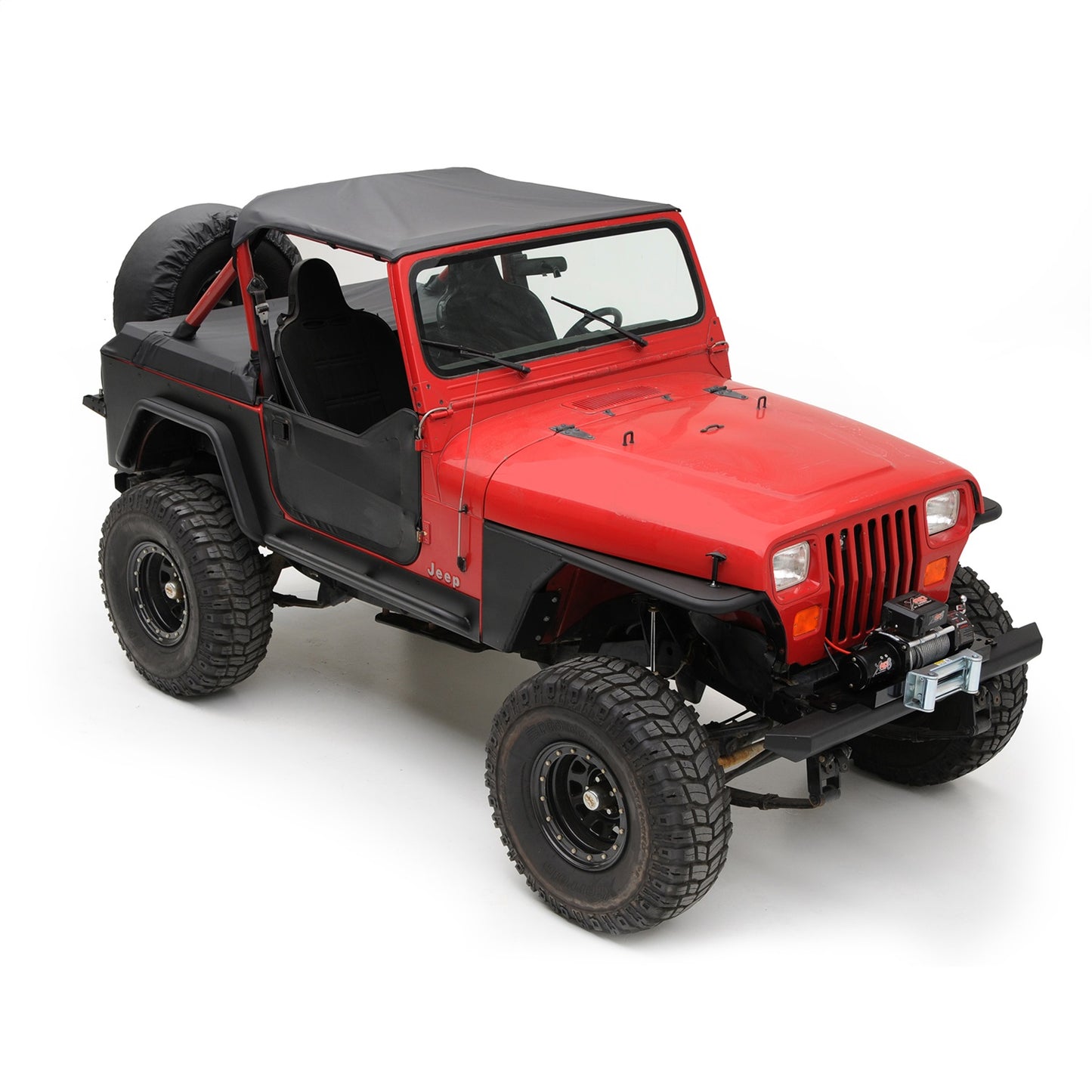 Smittybilt XRC Tube Fender Front Textured Black Powder Coat Relocates Factory Latch I 76866