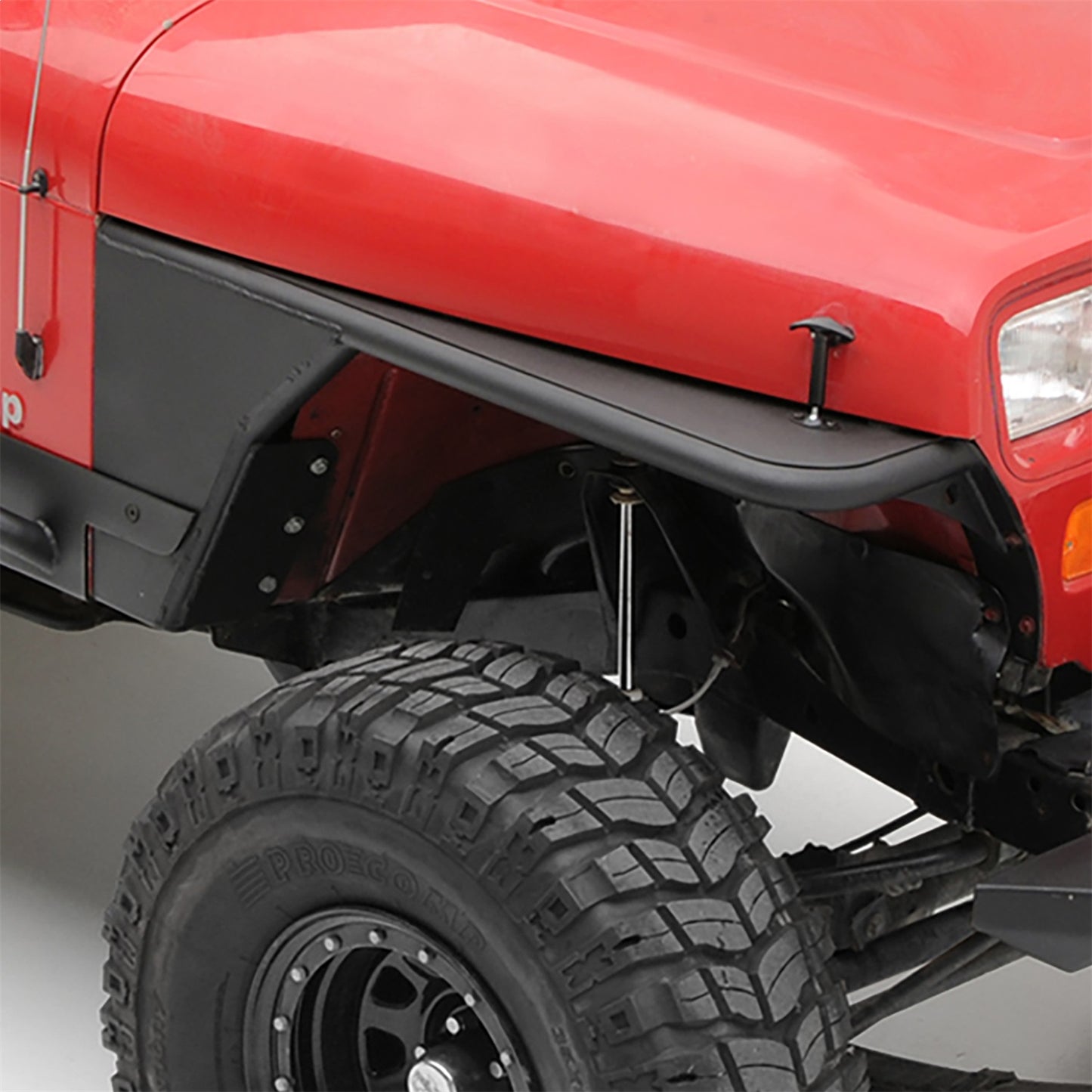 Smittybilt XRC Tube Fender Front Textured Black Powder Coat Relocates Factory Latch I 76866