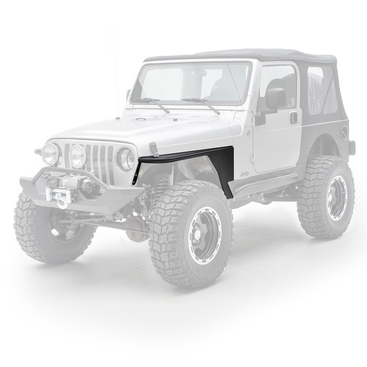 Smittybilt XRC Tube Fender Front Textured Black Powder Coat Relocates Factory Latch I 76872