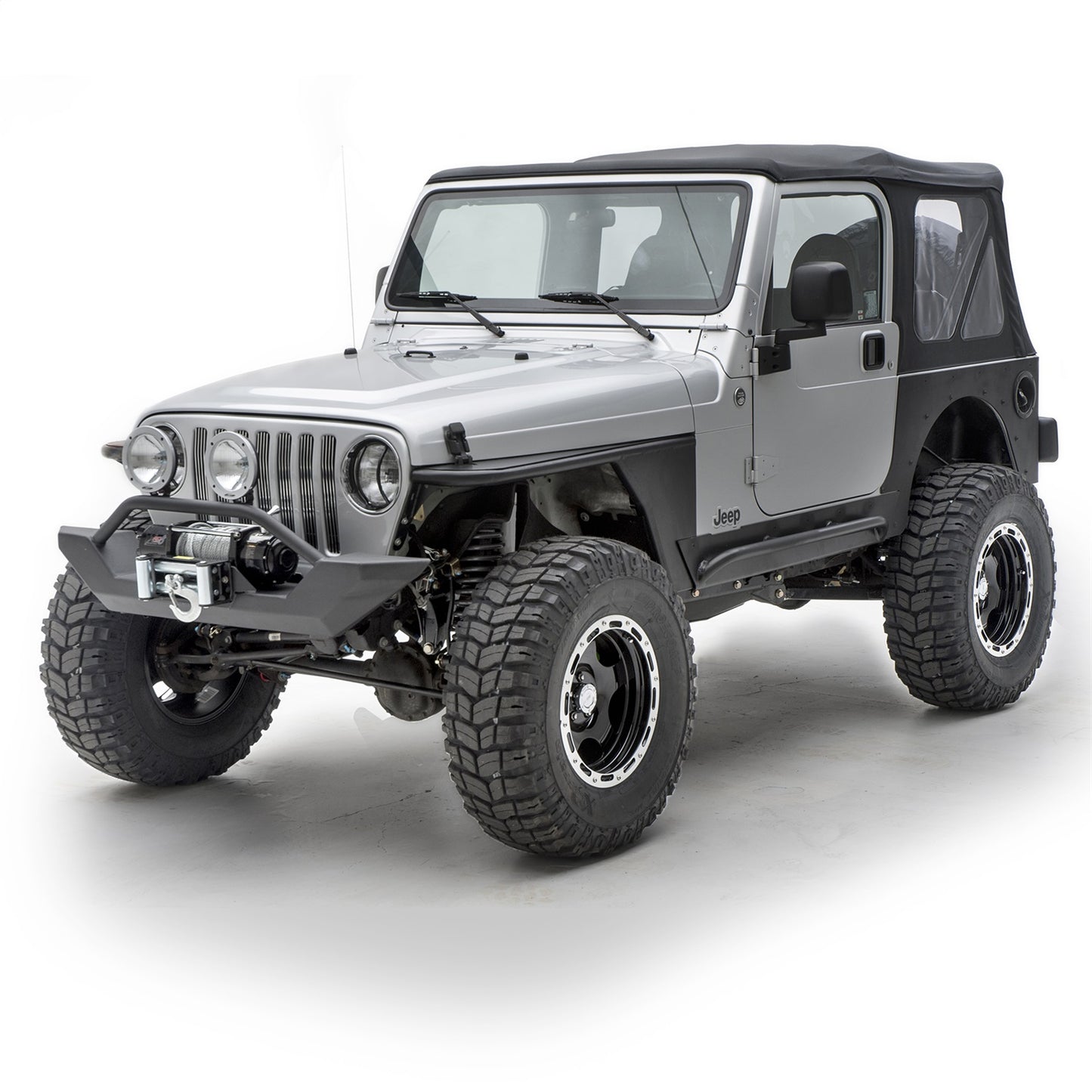Smittybilt XRC Tube Fender Front Textured Black Powder Coat Relocates Factory Latch I 76872