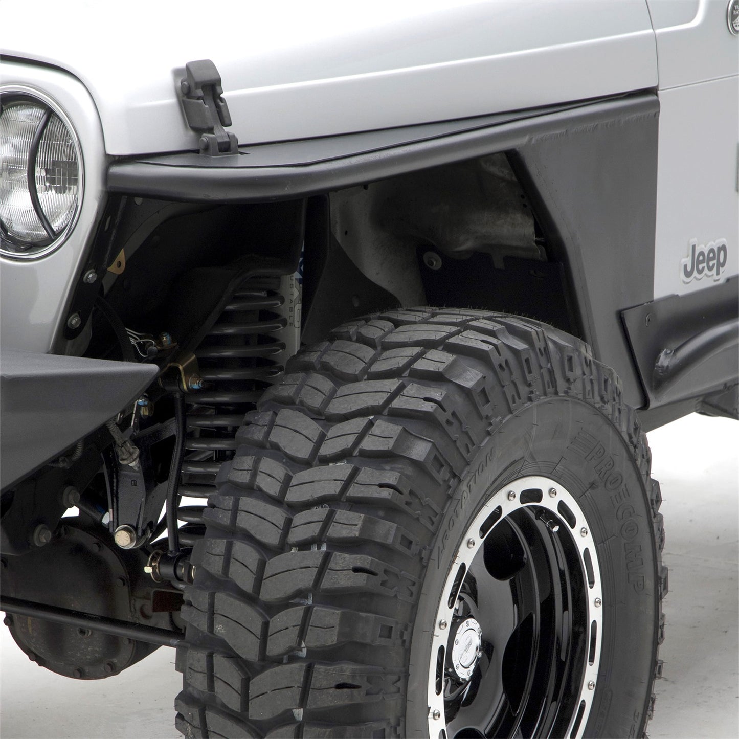 Smittybilt XRC Tube Fender Front Textured Black Powder Coat Relocates Factory Latch I 76872