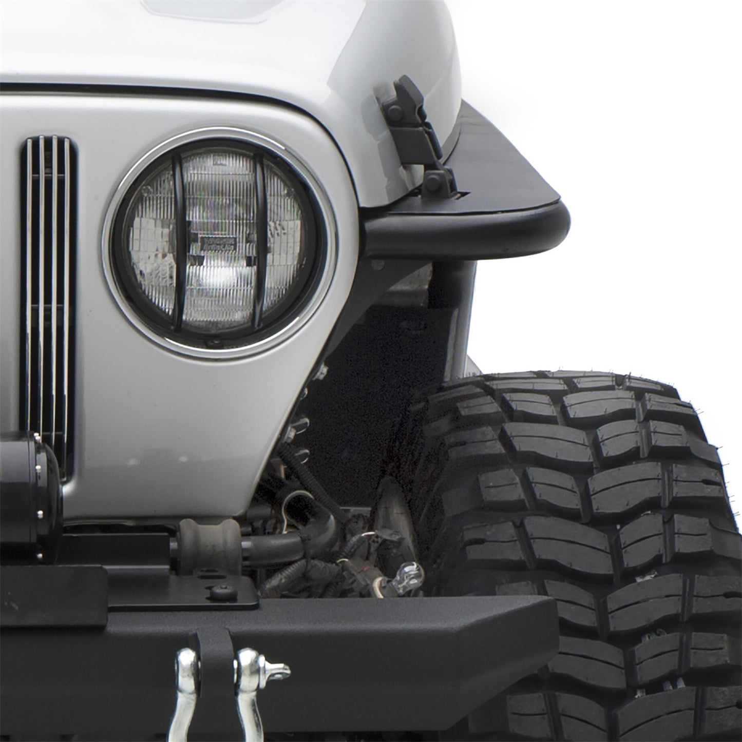 Smittybilt XRC Tube Fender Front Textured Black Powder Coat Relocates Factory Latch I 76872