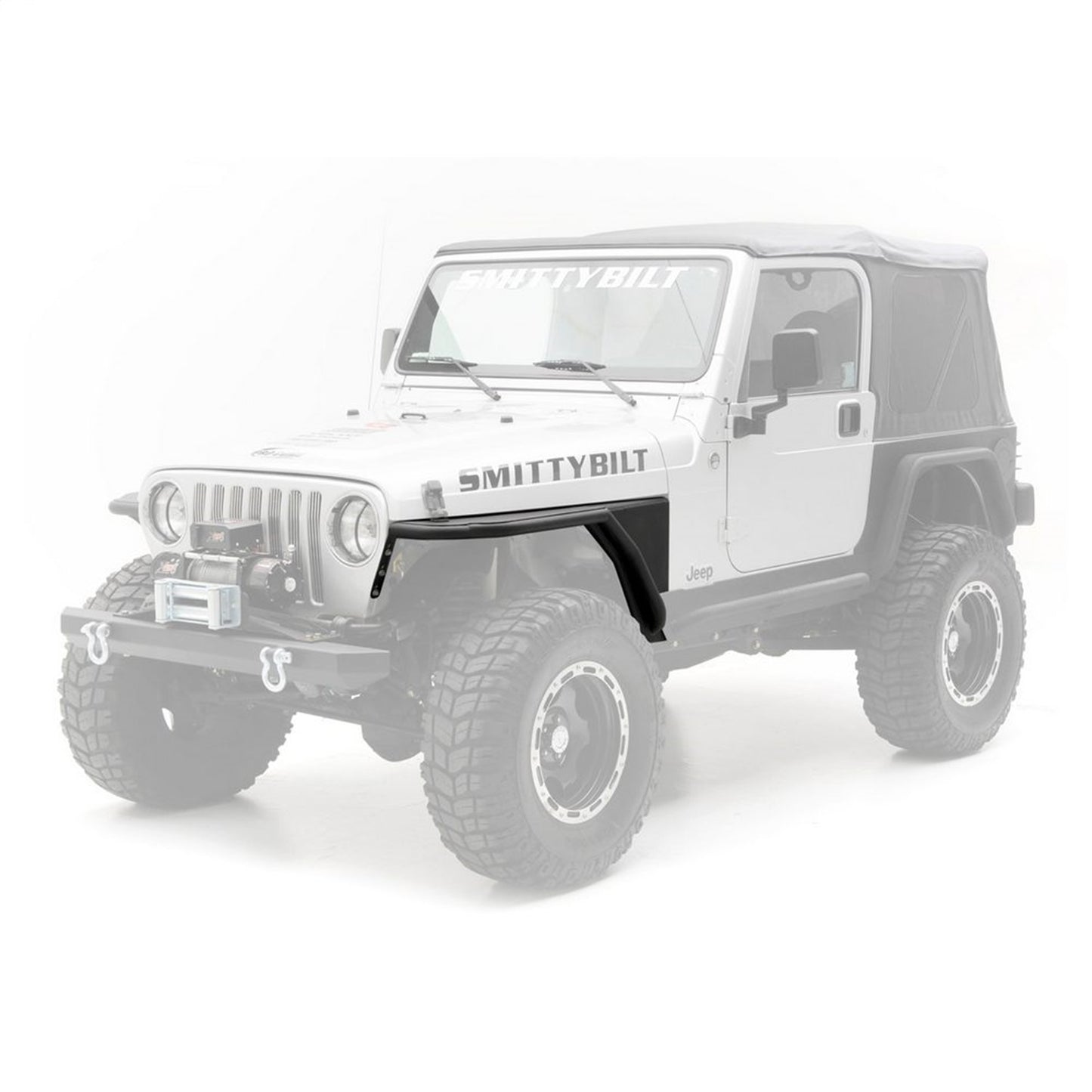 Smittybilt XRC Tube Fender Front w/3 in. Flare Textured Black Powder Coat Relocates Factory Latch I 76873