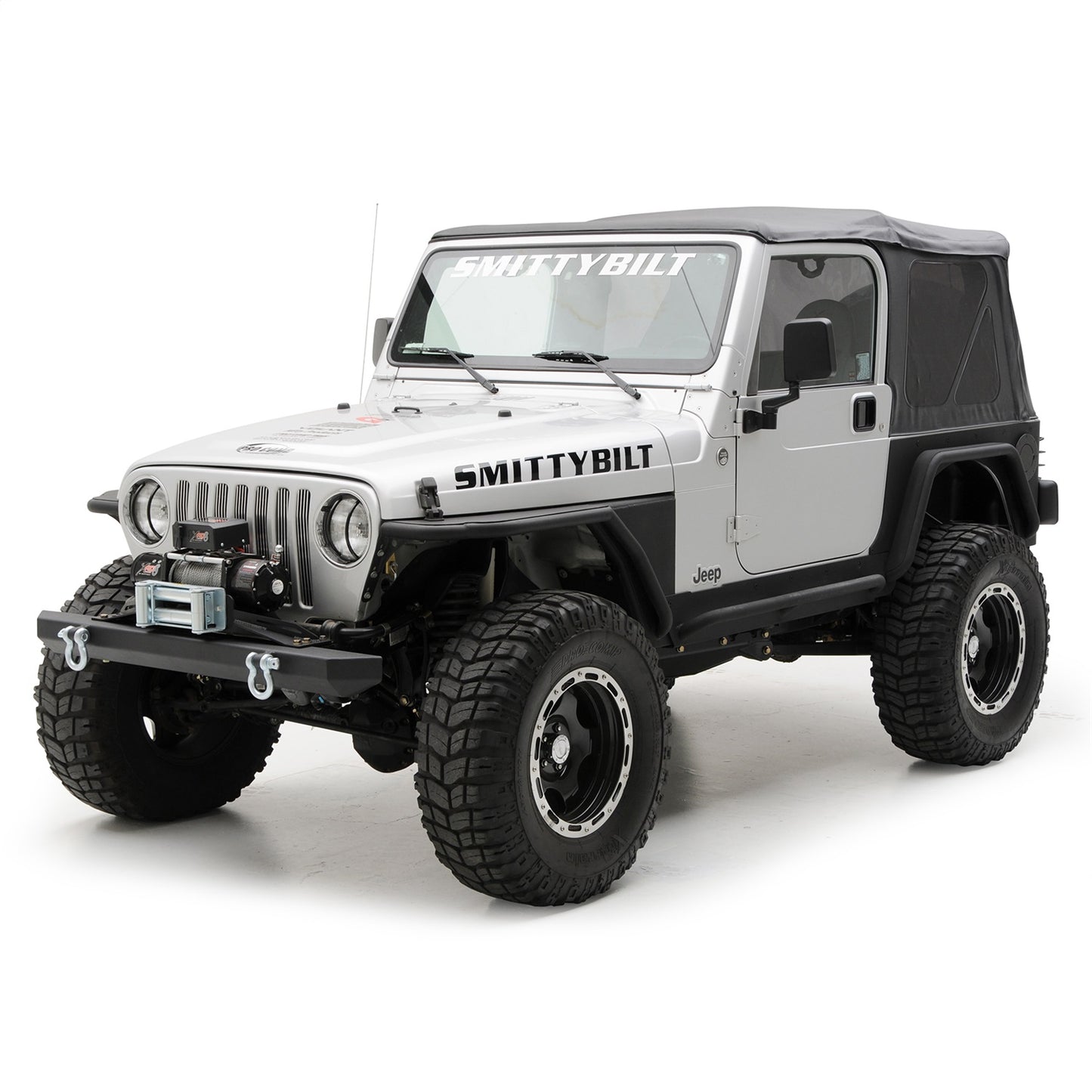 Smittybilt XRC Tube Fender Front w/3 in. Flare Textured Black Powder Coat Relocates Factory Latch I 76873