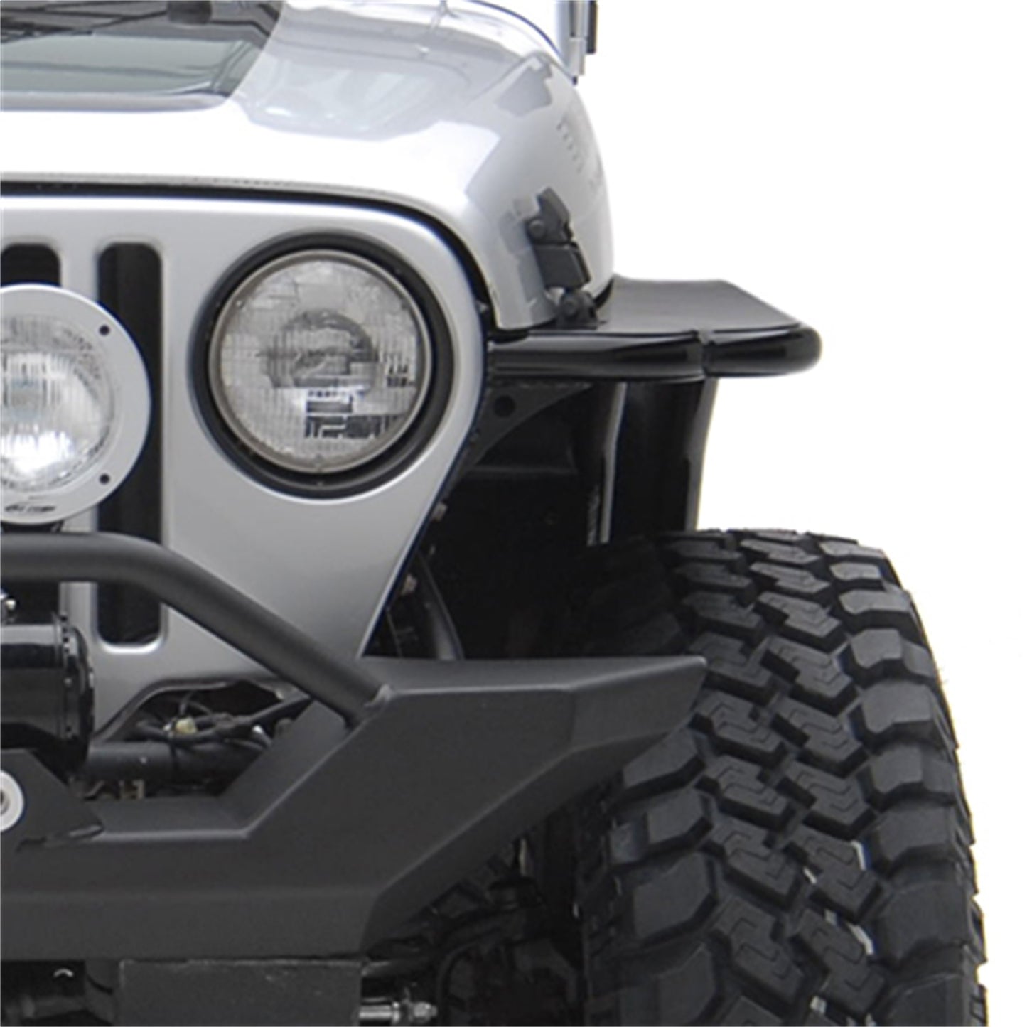 Smittybilt XRC Tube Fender Front w/3 in. Flare Textured Black Powder Coat Relocates Factory Latch I 76873