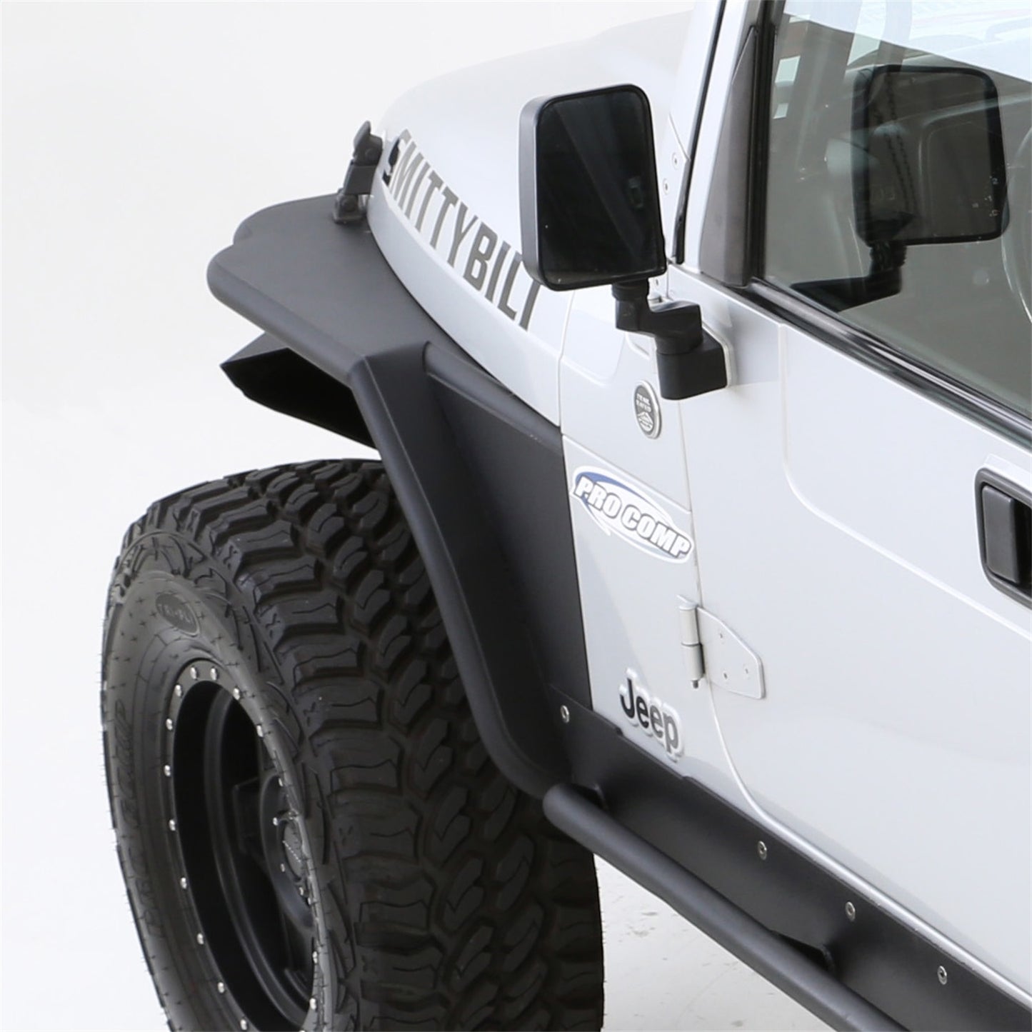 Smittybilt XRC Tube Fender Front w/3 in. Flare Textured Black Powder Coat Relocates Factory Latch I 76873