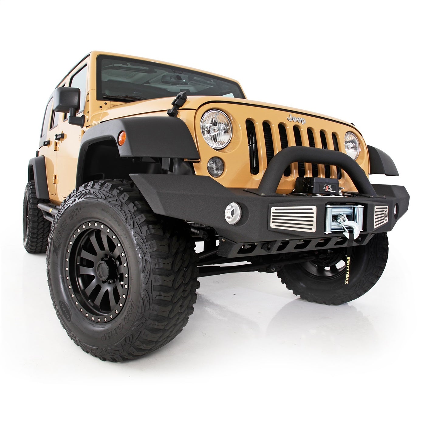 Smittybilt XRC Atlas Front Bumper Textured Matte Black Incl. Winch Plate Skid Plate D-Rings I 76892