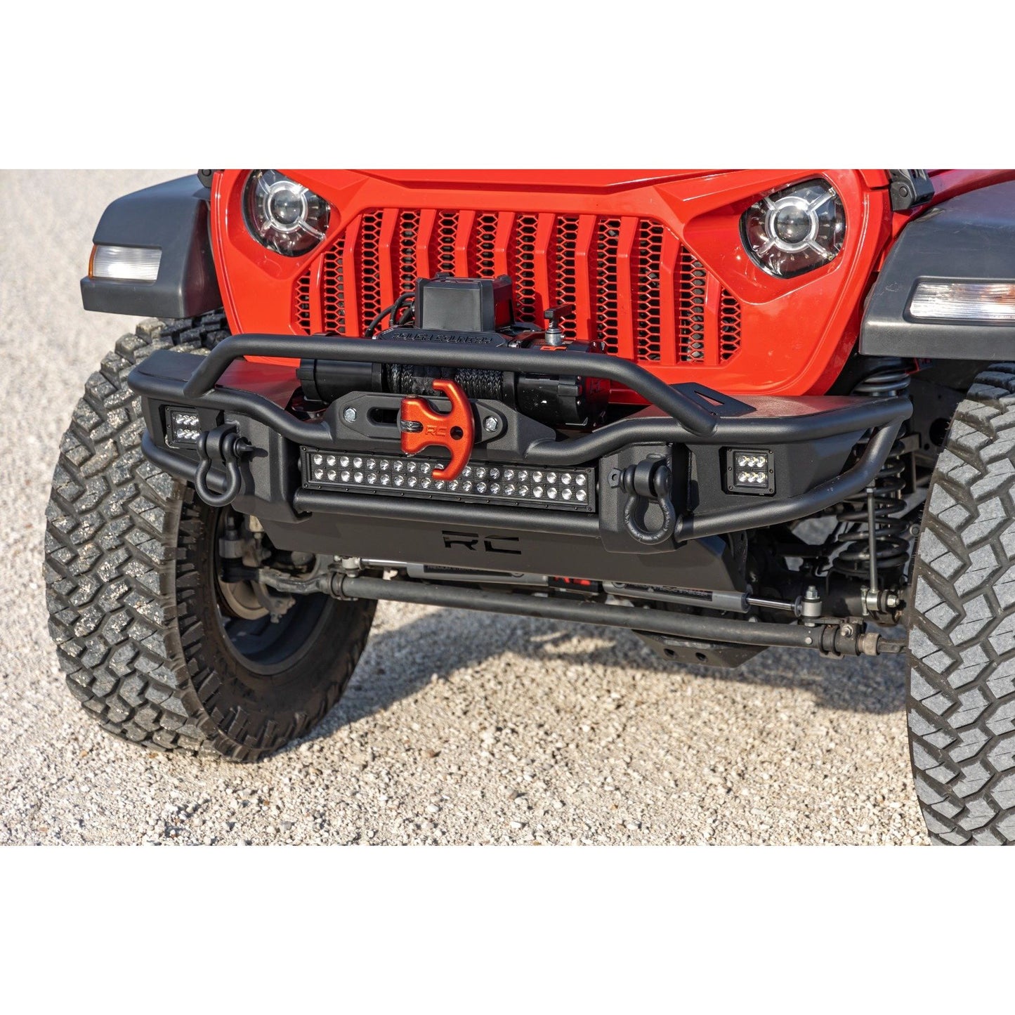 ROUGH COUNTRY Front Winch Bumper | Tubular | Skid Plate | Jeep Gladiator JT/Wrangler JK & JL/Wrangler Unlimited | 10647