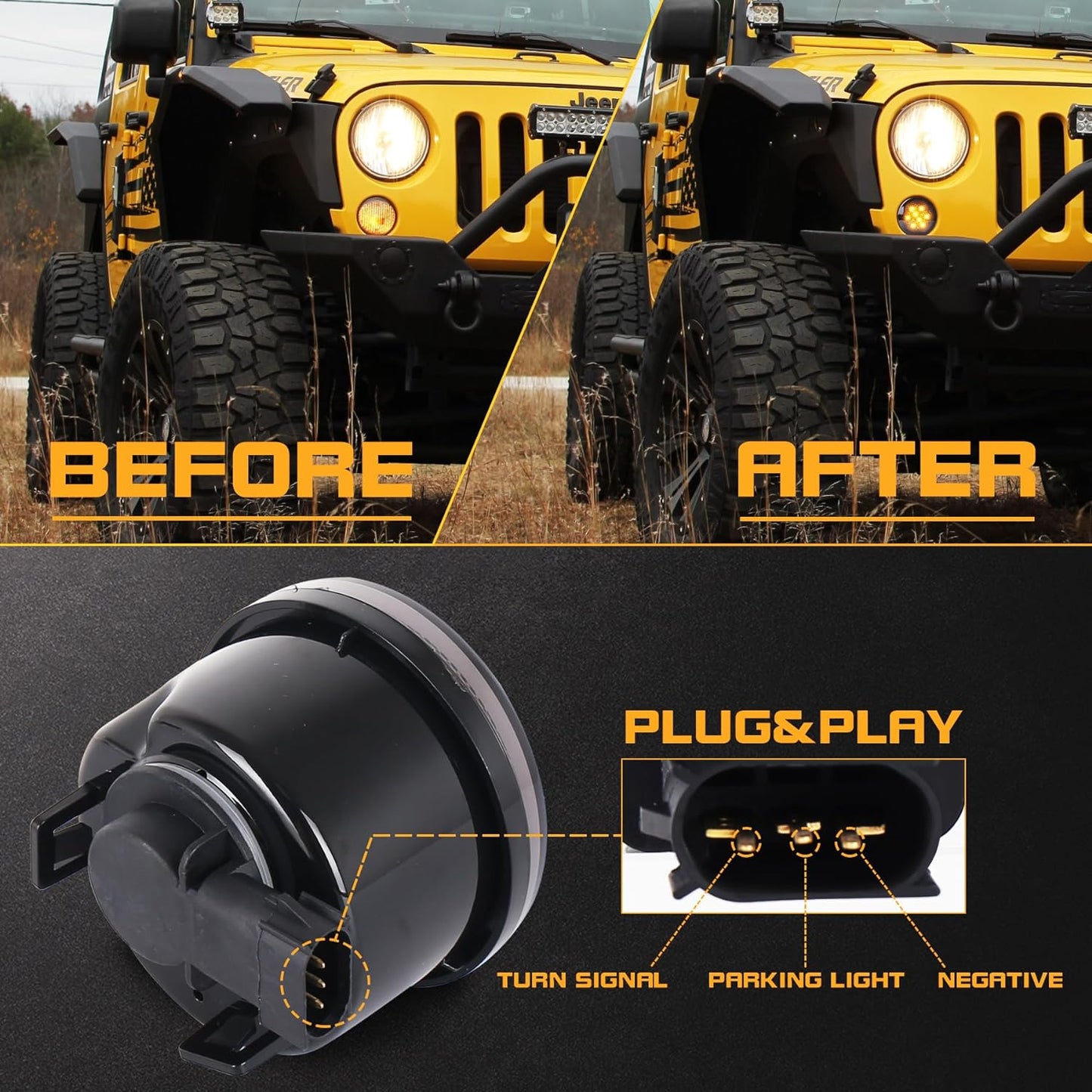 SMOKED LED TURN SIGNALS For Jeep Wranglers 2007-2018 45